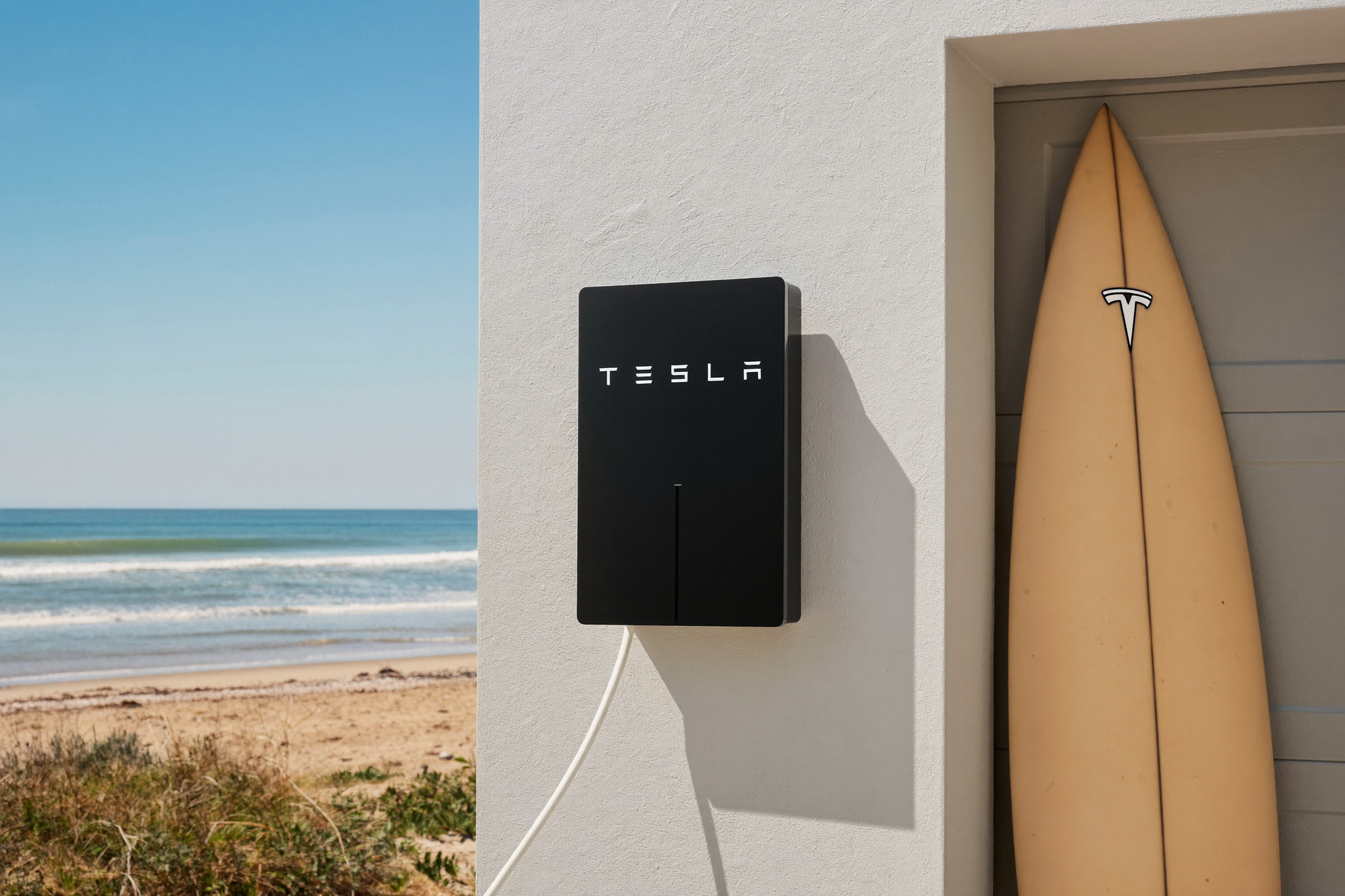 Tesla Wall Connector installed in a Glenelg beach house garage