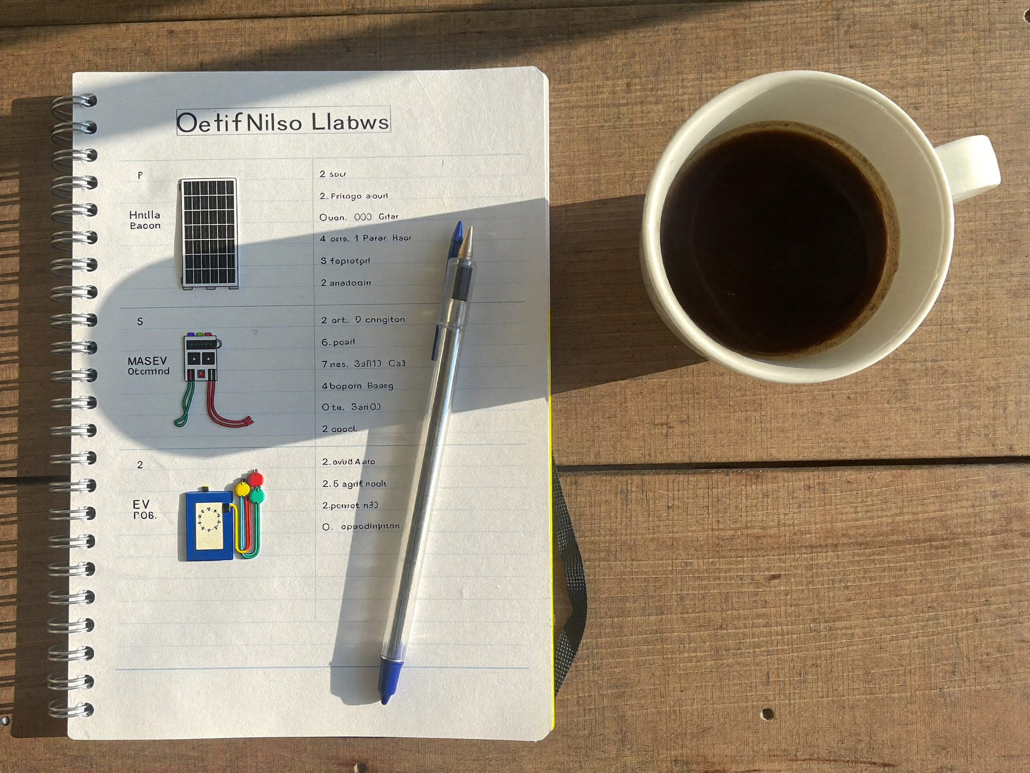 Home electrification planning checklist flat lay for an Adelaide household