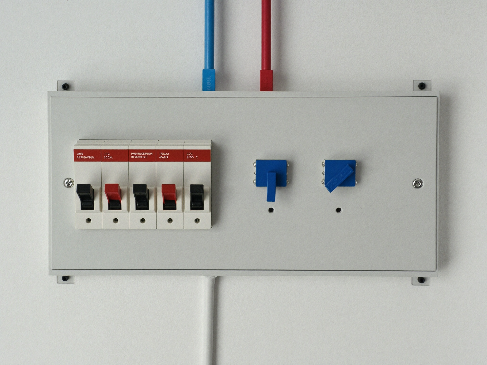 Freshly installed modern Australian switchboard with DIN-rail circuit breakers