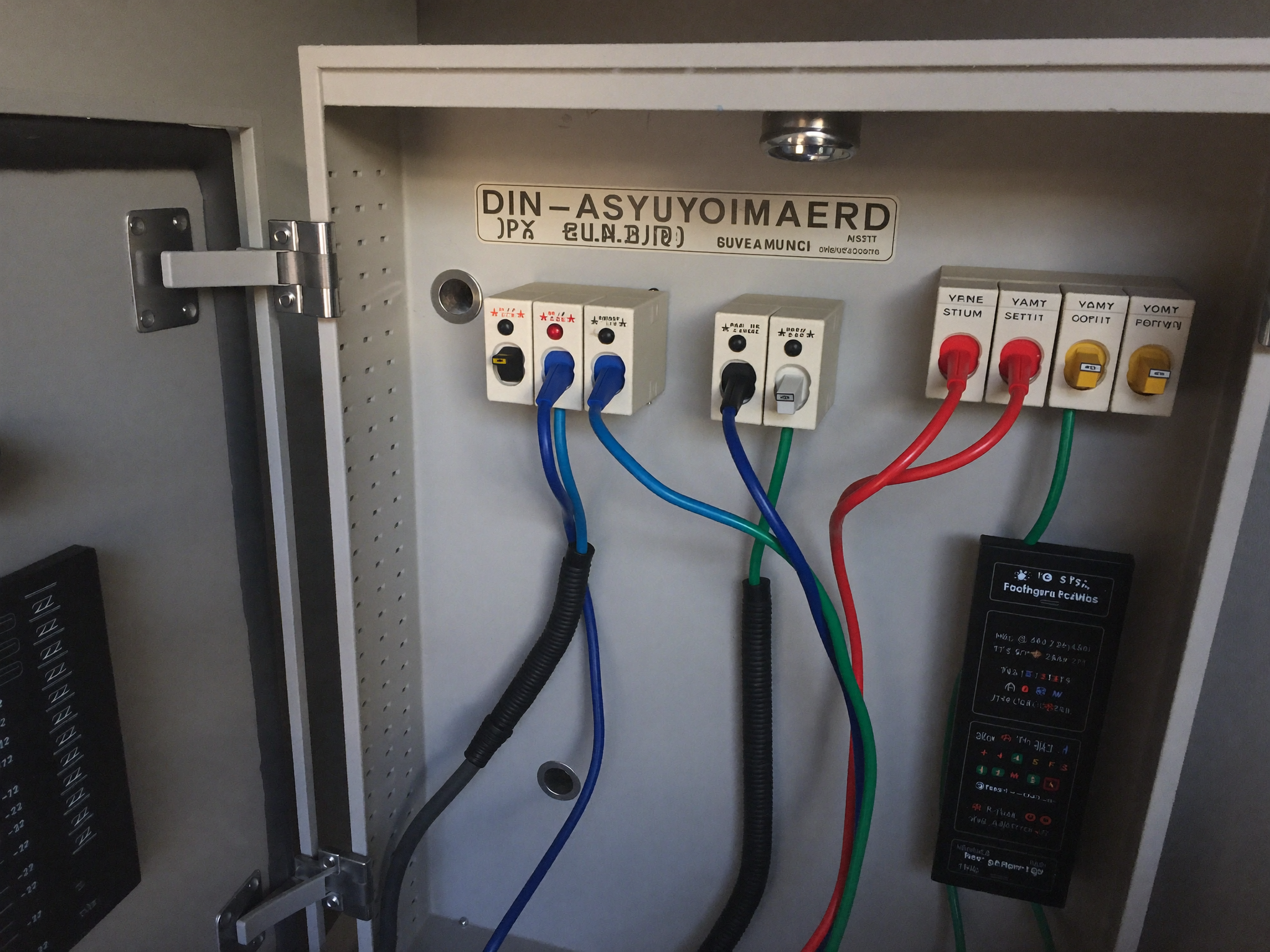 Interior close-up of a clean new Australian switchboard with labelled circuit breakers