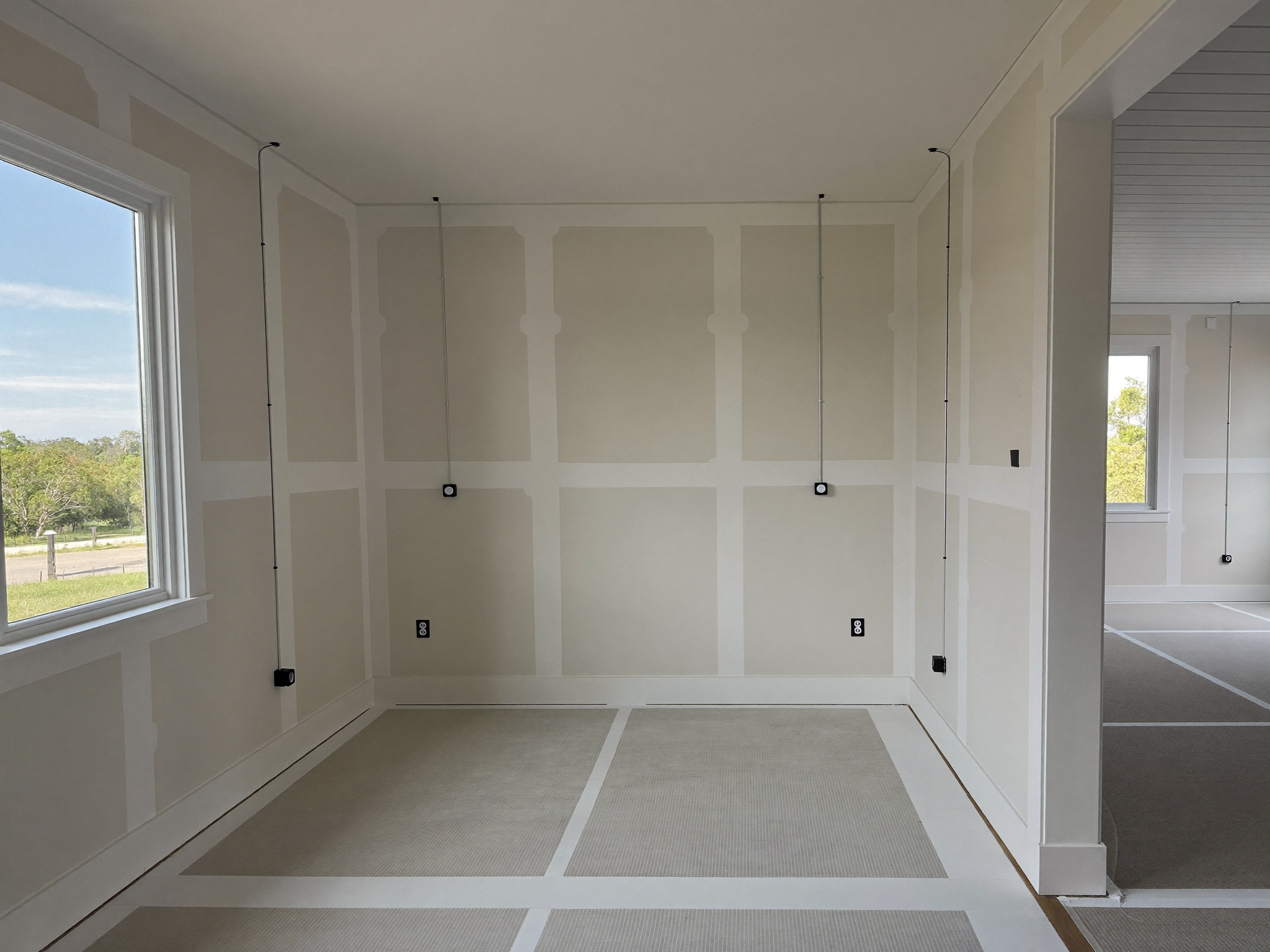 Freshly fitted-off Australian home interior with new downlights and power points
