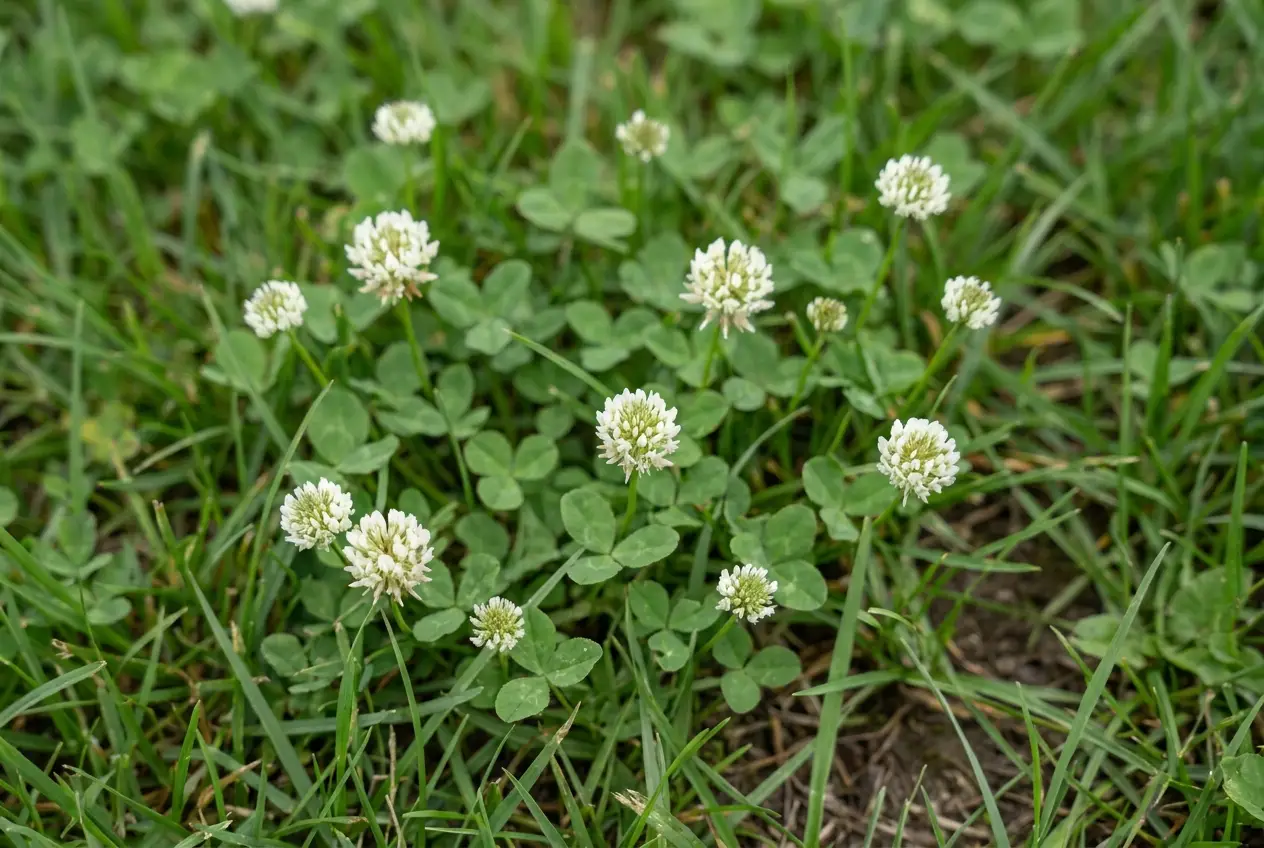 Weißklee (Trifolium repens) im Rasen