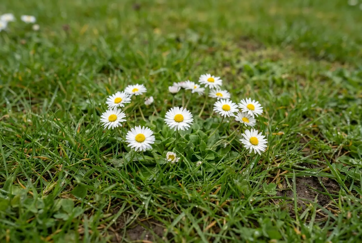 Gänseblümchen (Bellis perennis) im Rasen