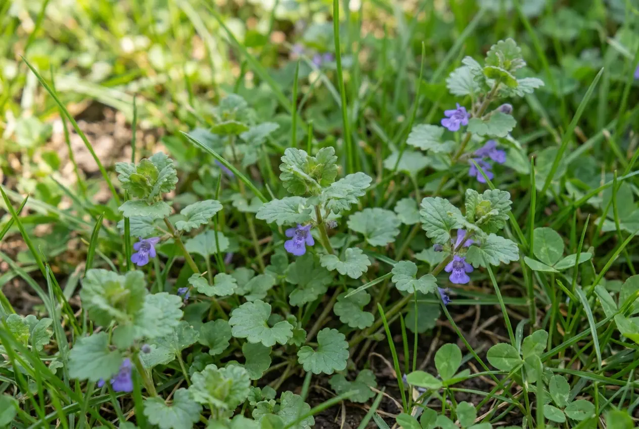 Gundermann (Glechoma hederacea) im Rasen