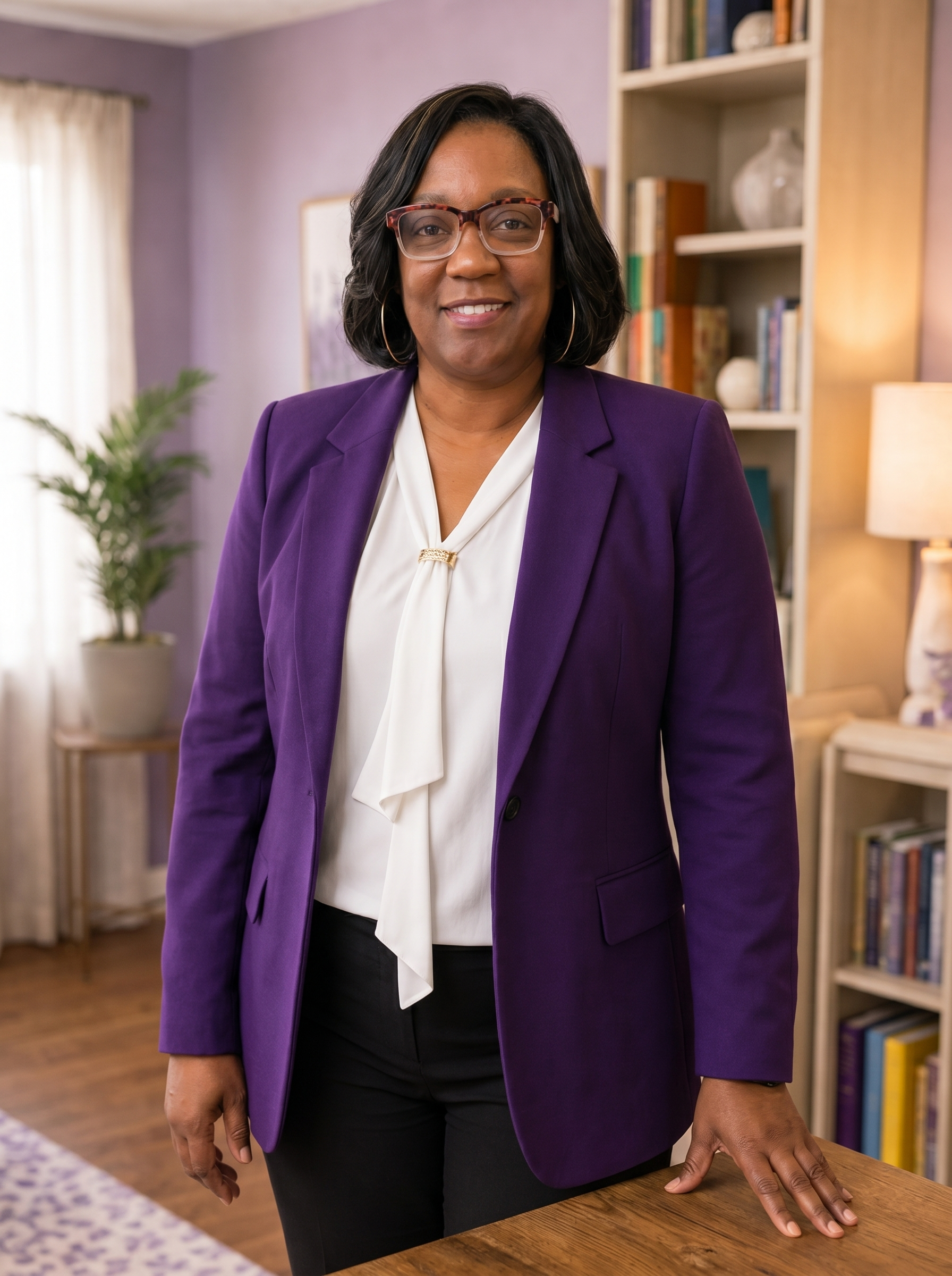 Jennifer Moore LCSW at her desk — Goshen Counseling Services