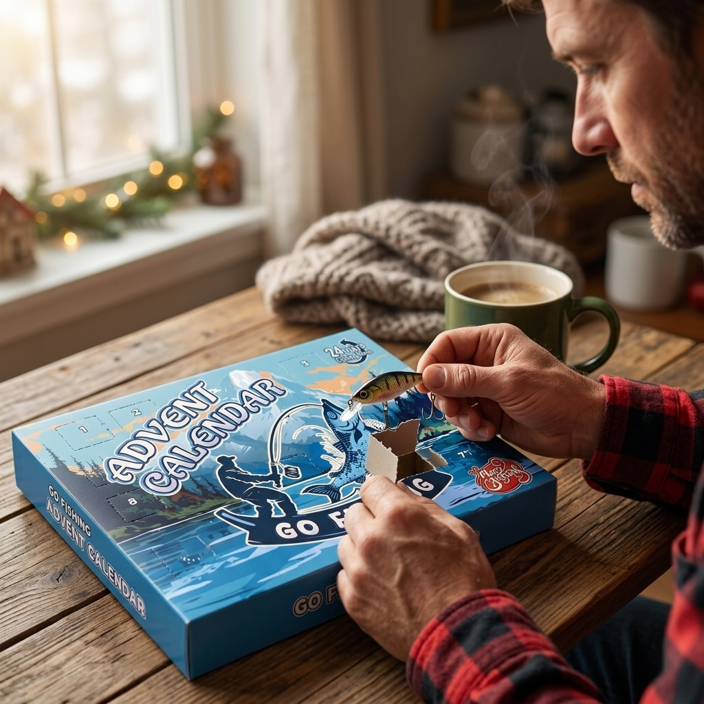 Opening a door on the Reelmas fishing advent calendar
