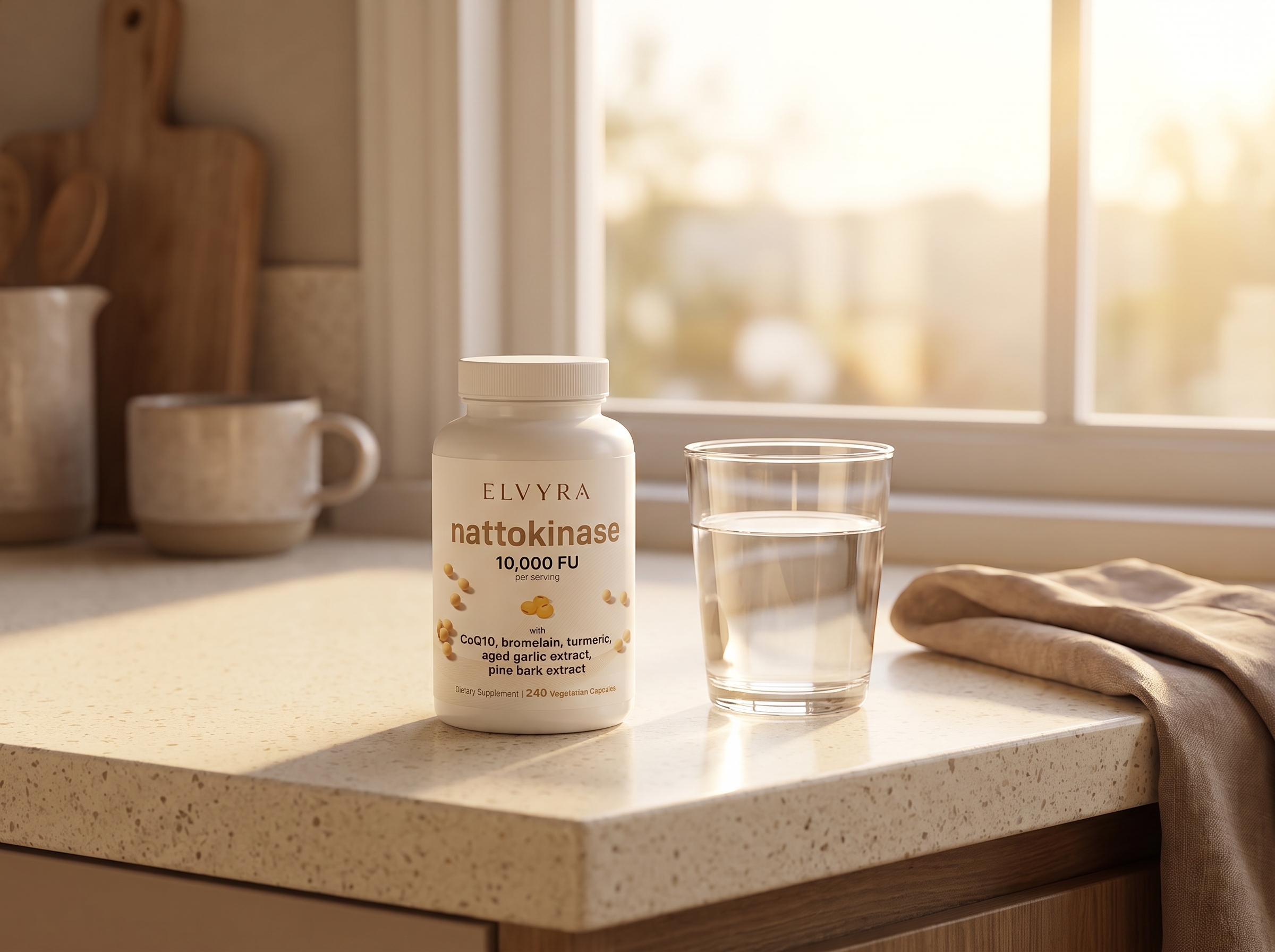 ELVYRA nattokinase in a daily morning routine