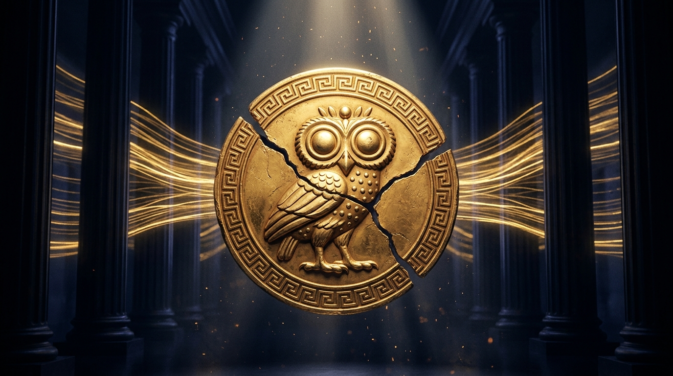 The $TFC medallion, cracked in three, suspended in the vault of the ledger