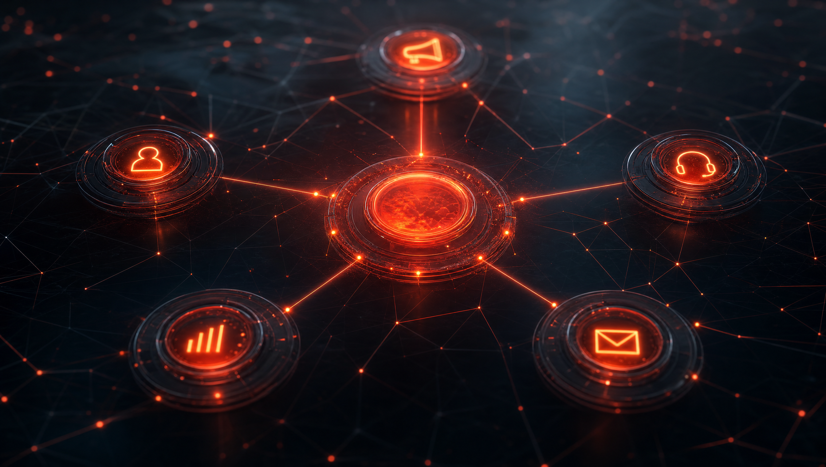 Visualisierung eines vernetzten KI-Betriebssystems für Unternehmen