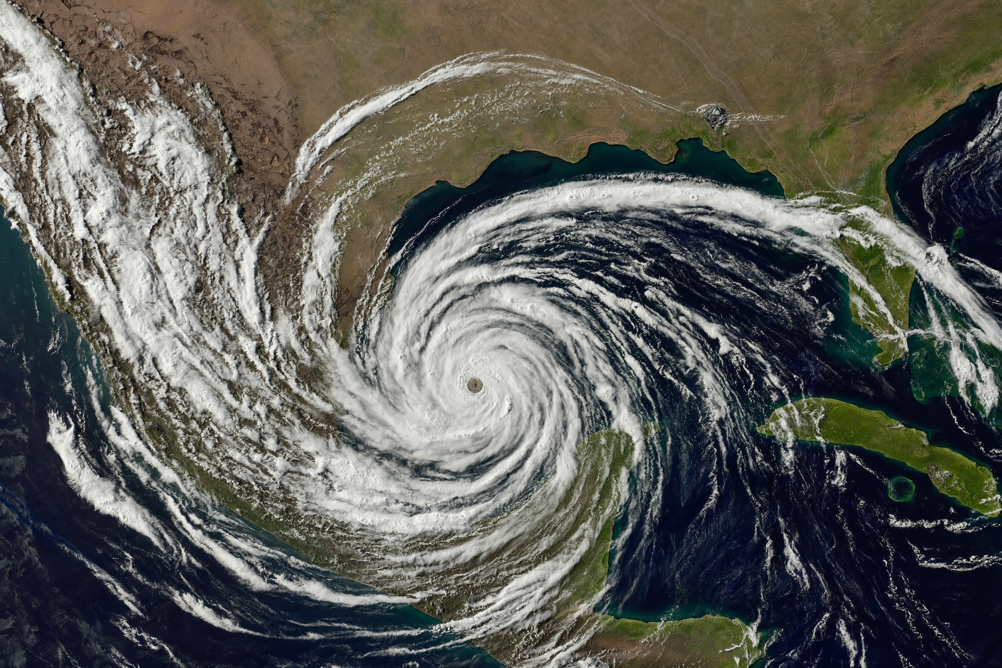 Hurricane over the Gulf seen from satellite