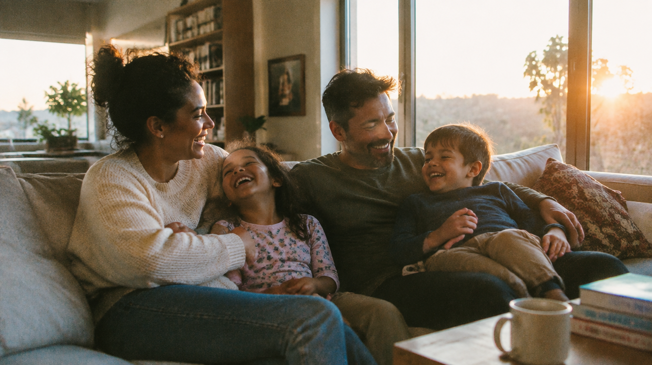 A family in their new home