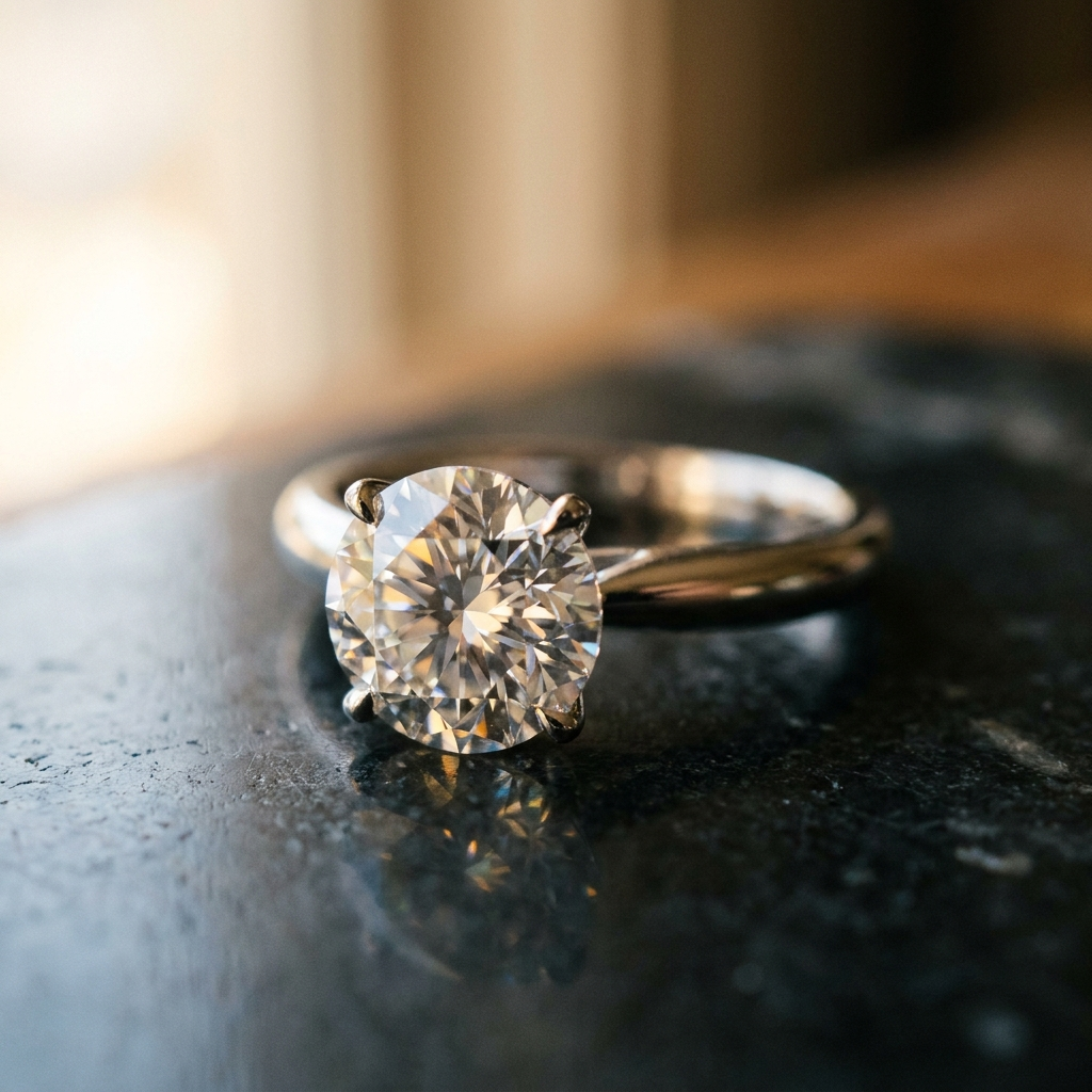 Round brilliant diamond solitaire ring