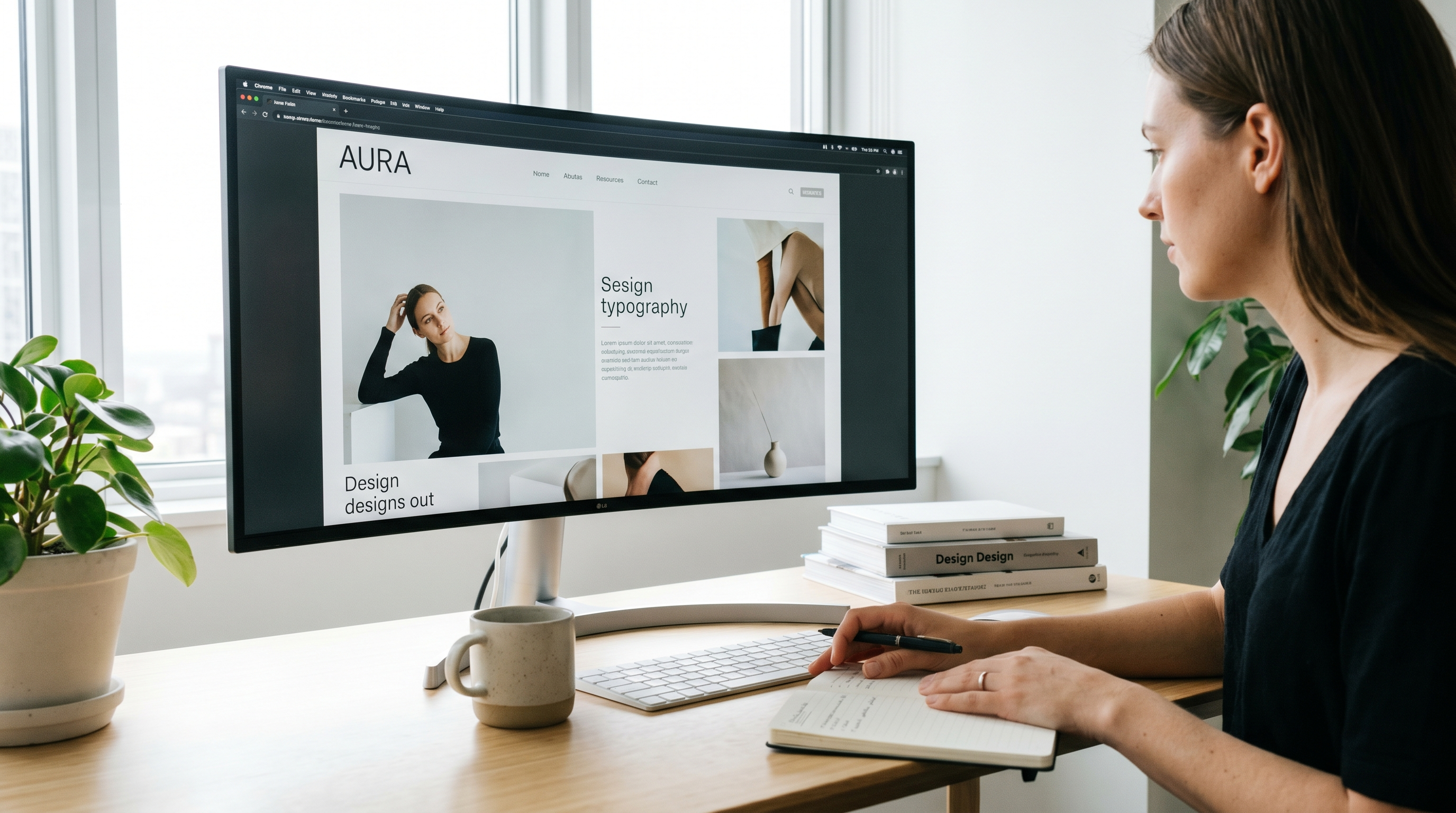 Modernes Website-Design auf großem Bildschirm (KI-generiertes Bild)