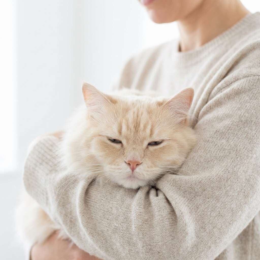 Calm cat after injection