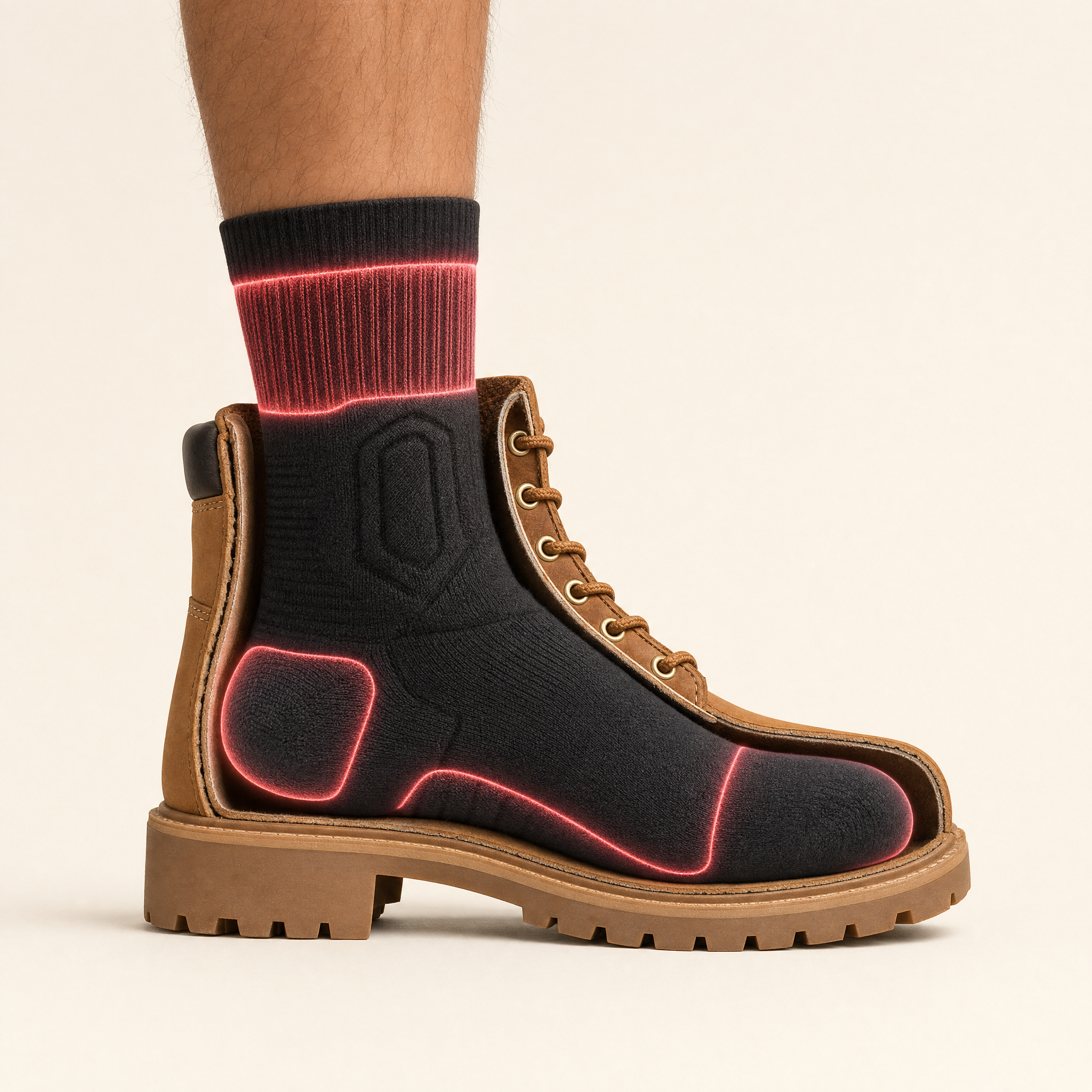 Work sock inside a boot