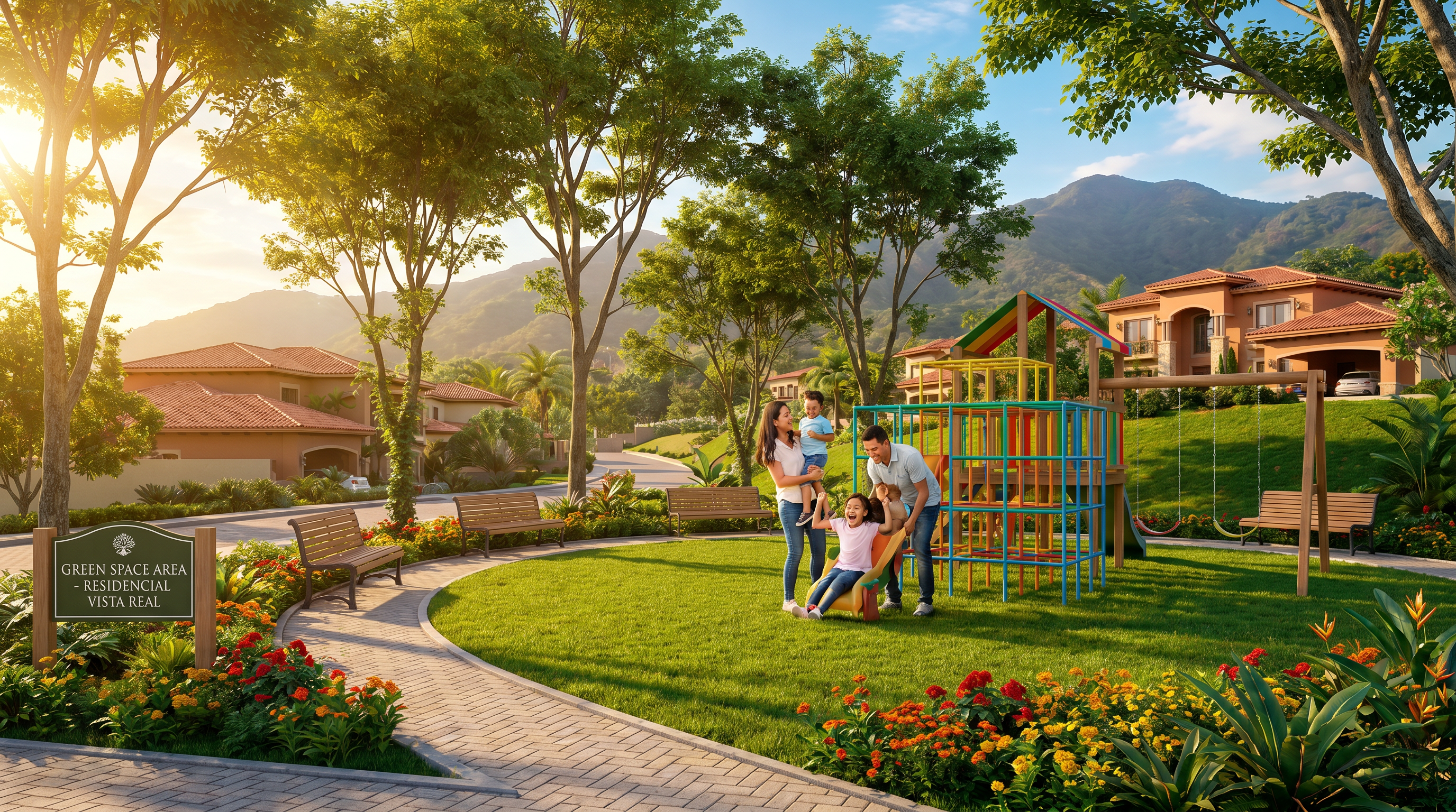 Área verde con parque infantil — imagen referencial Arboleda Residencial