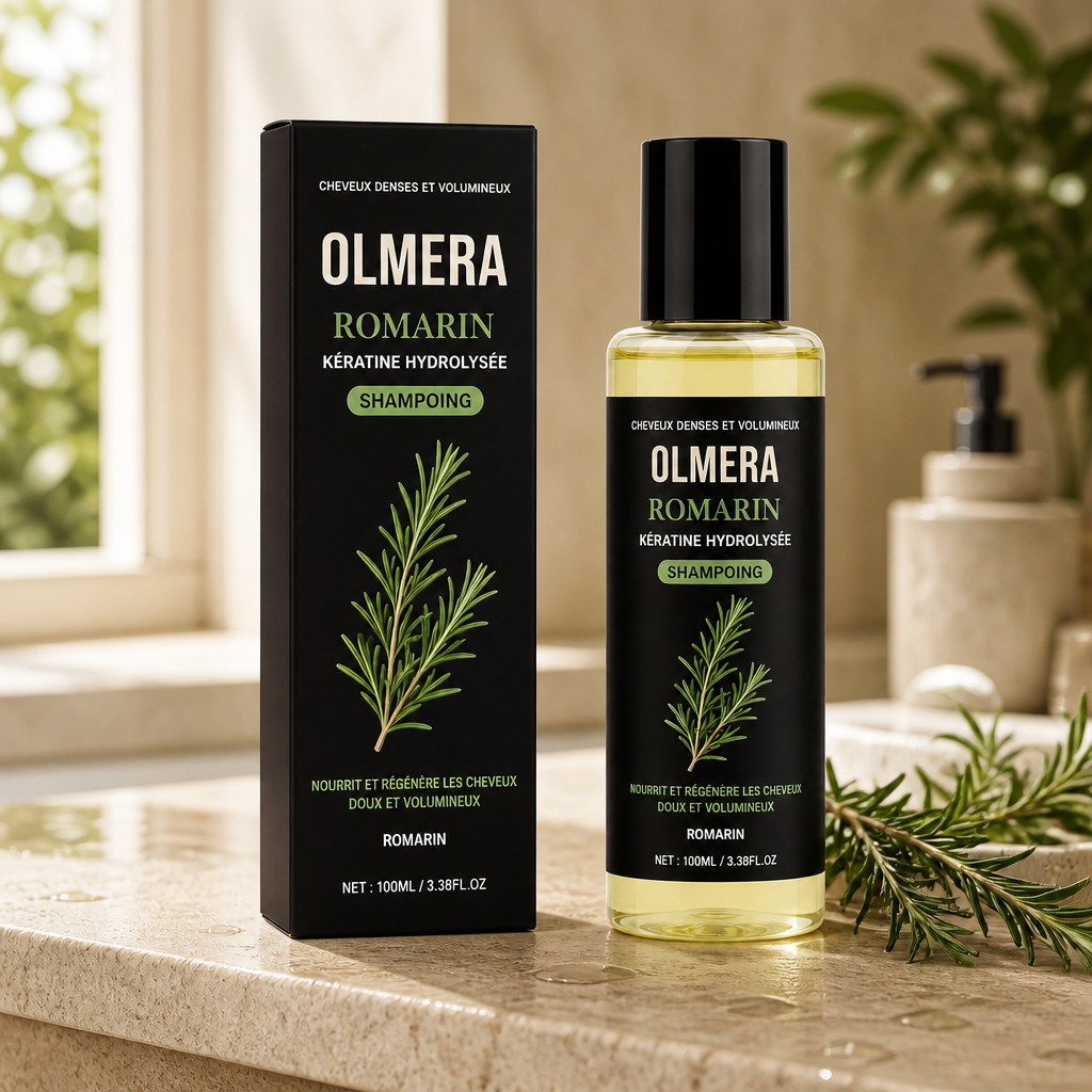 Shampoing OLMERA Romarin et Kératine Hydrolysée avec romarin frais