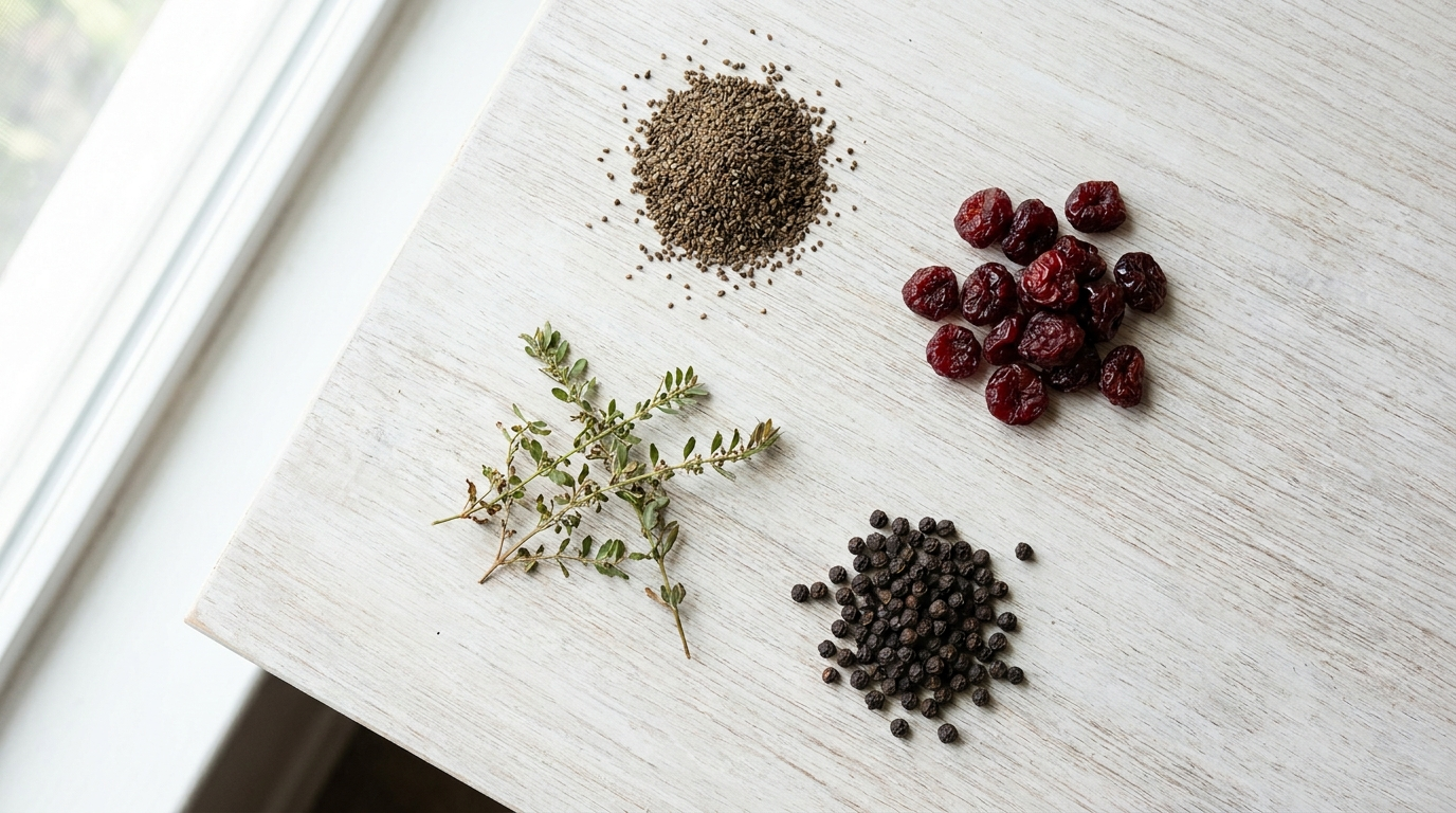 Natural ingredients flat lay
