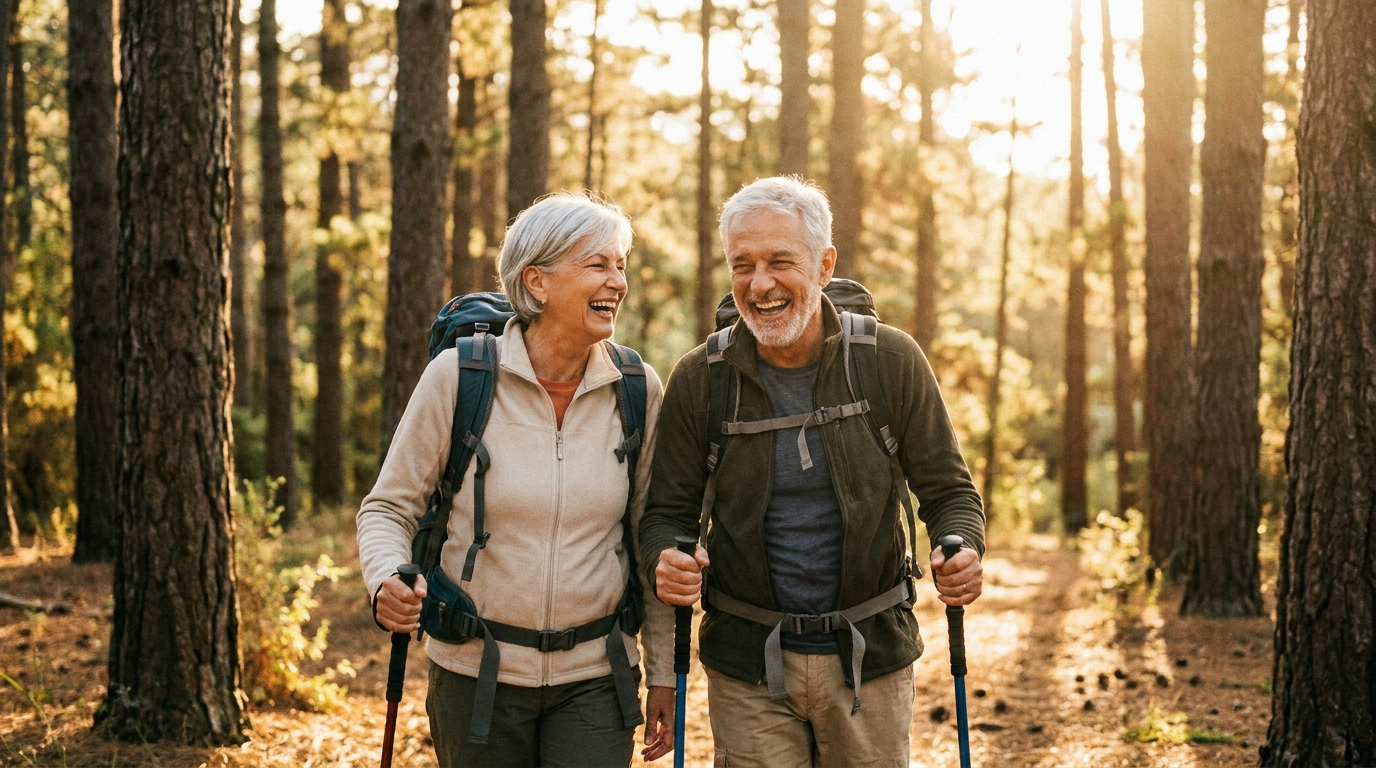 Couple hiking outdoors