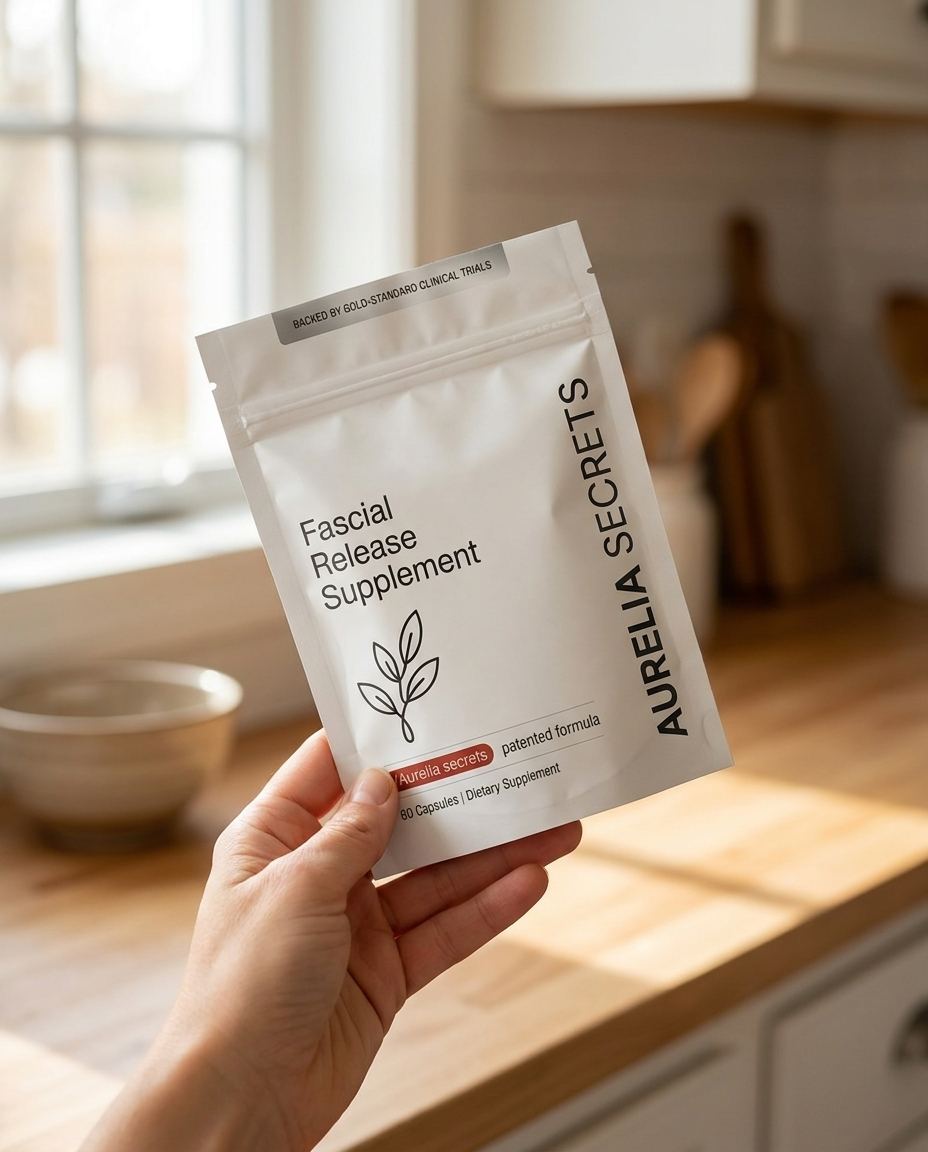 Aurelia pouch held in hand, kitchen setting