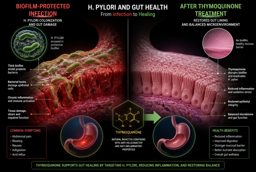 Biofilm-protected infection vs. after thymoquinone treatment