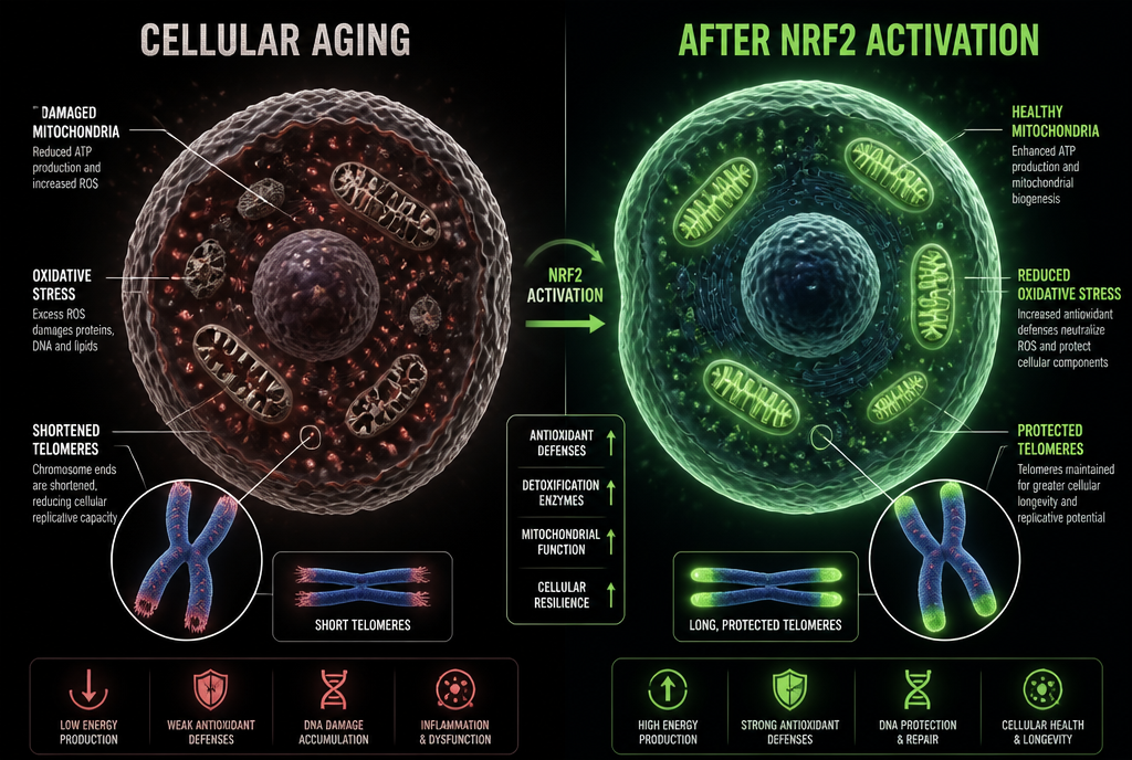 Cellular aging vs. after NRF2 activation