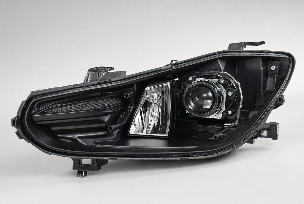 Headlight assembly with the lens removed