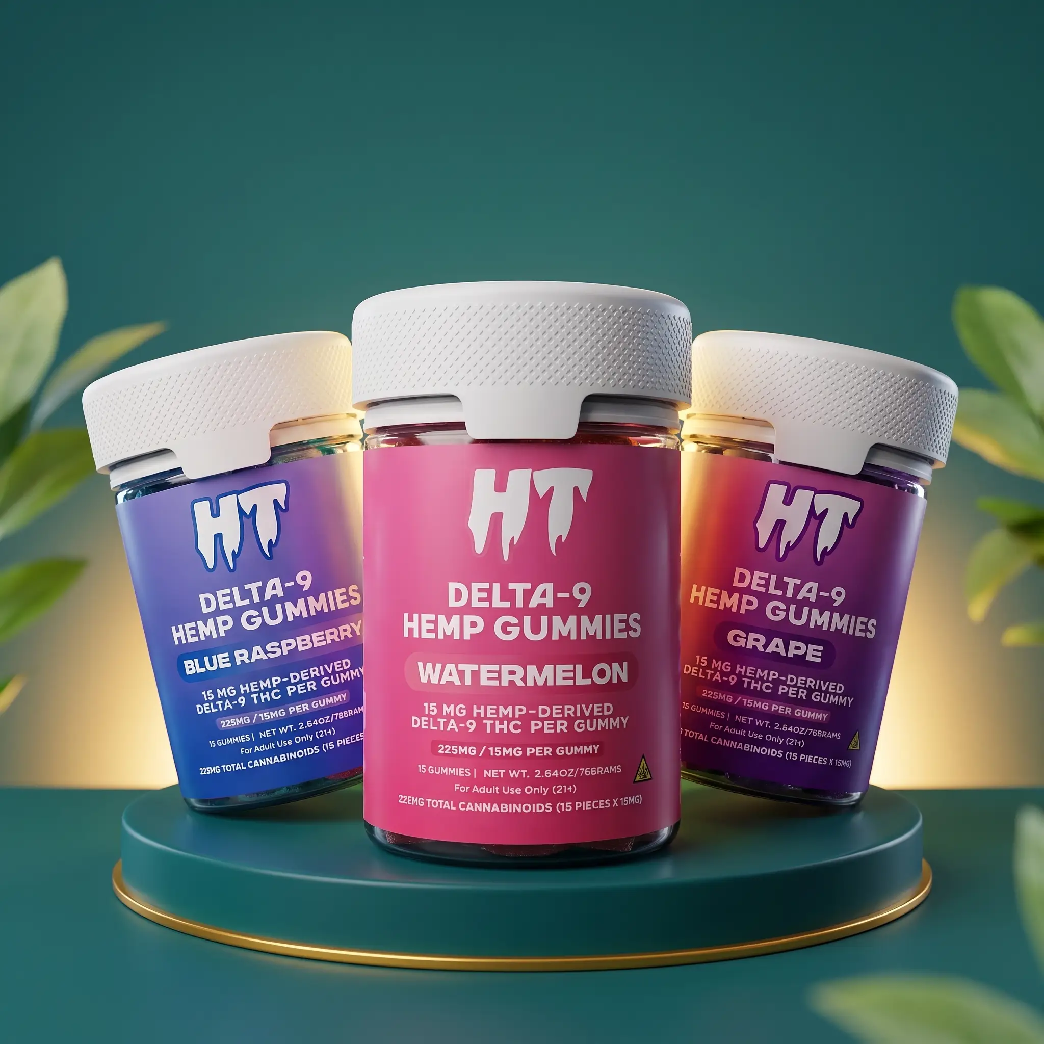 Three HTowns gummy jars