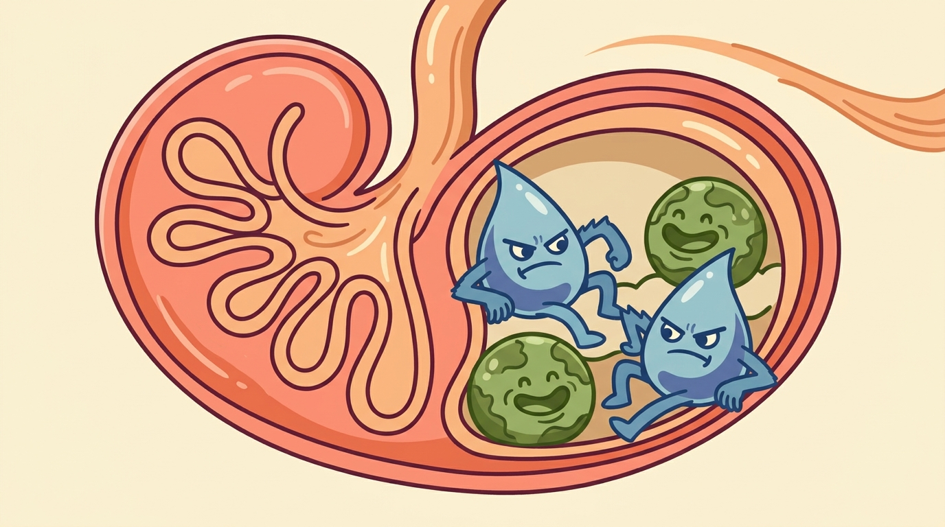 Cartoon kidney with sludge villains