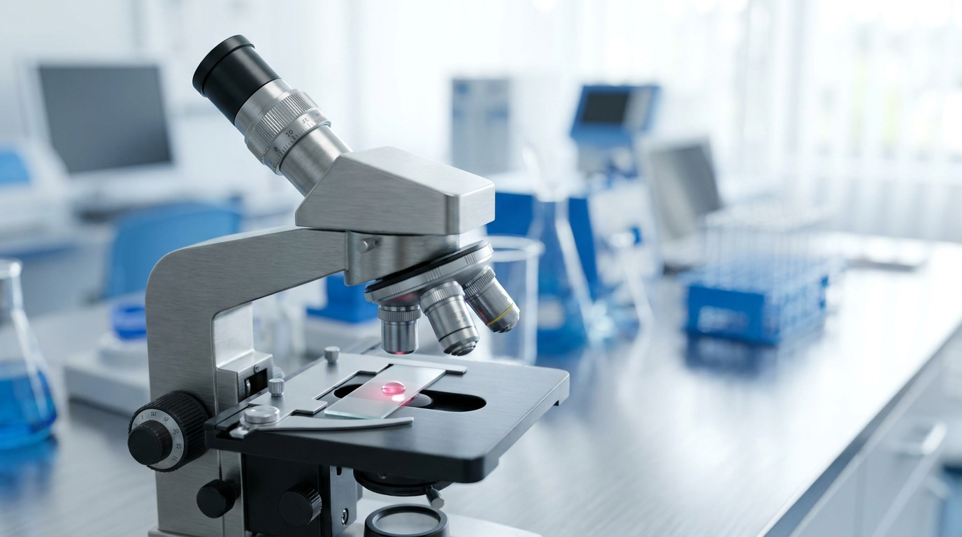 Microscope in laboratory