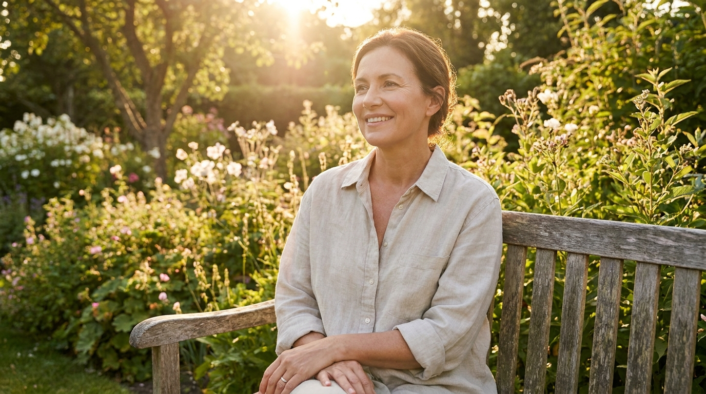 [BOTANICAL — Woman looking relieved and lighter si