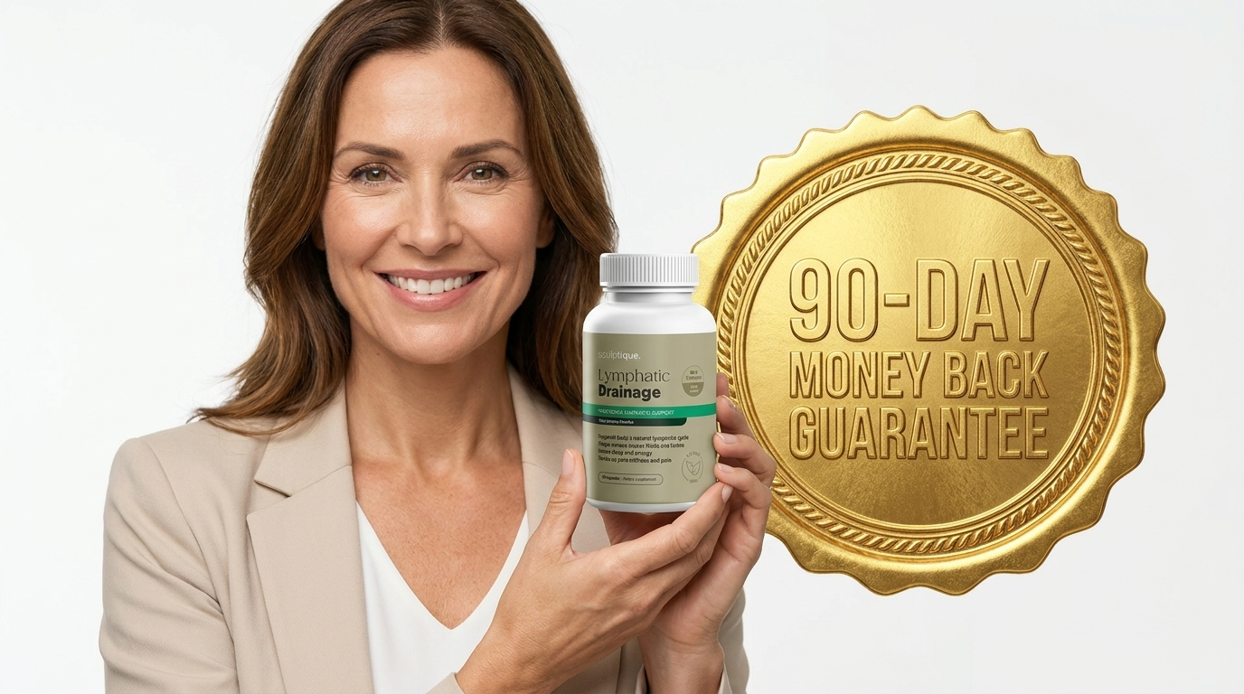 [GUARANTEE — Woman holding Sculptique bottle confi