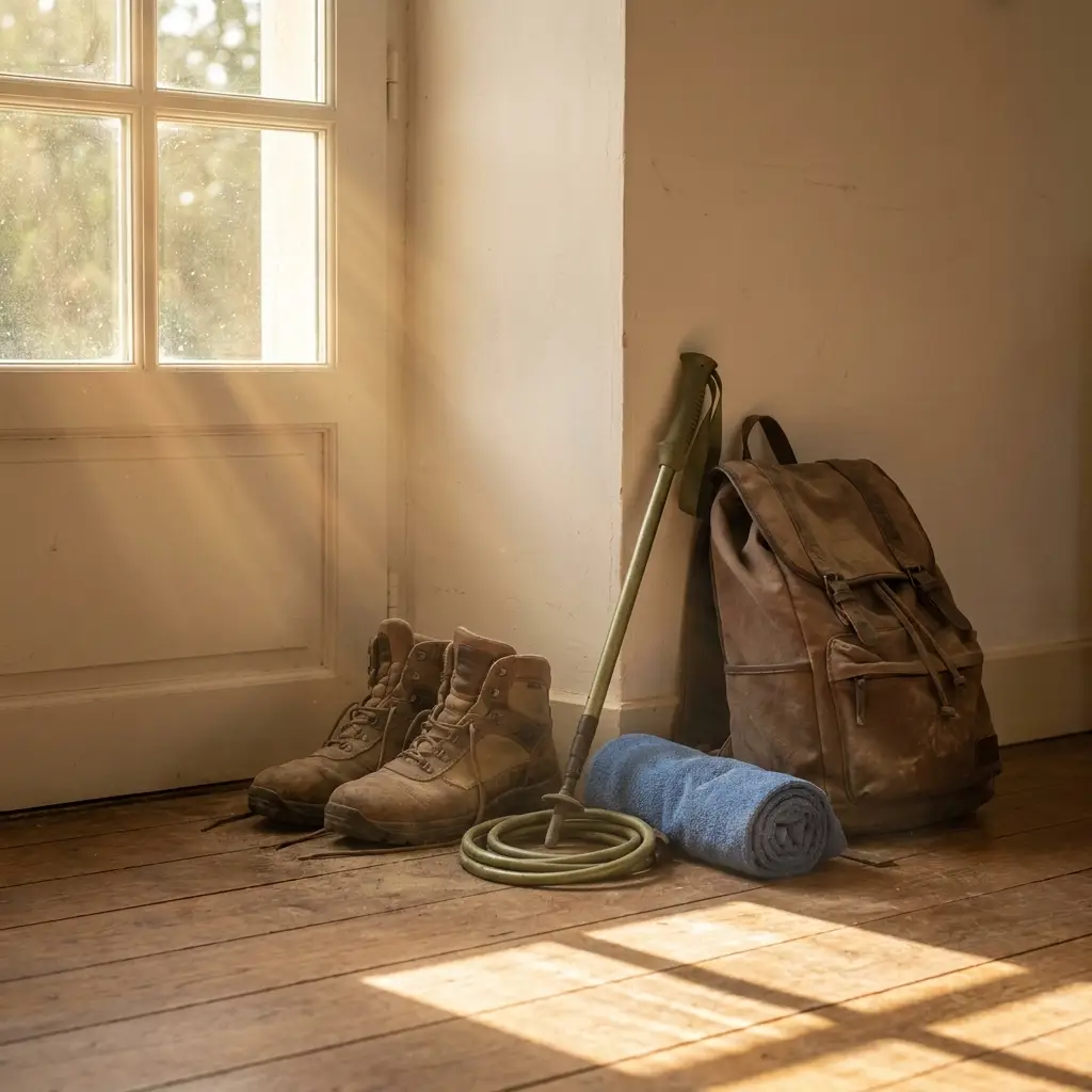 Chaussures de sport rangées, activité abandonnée