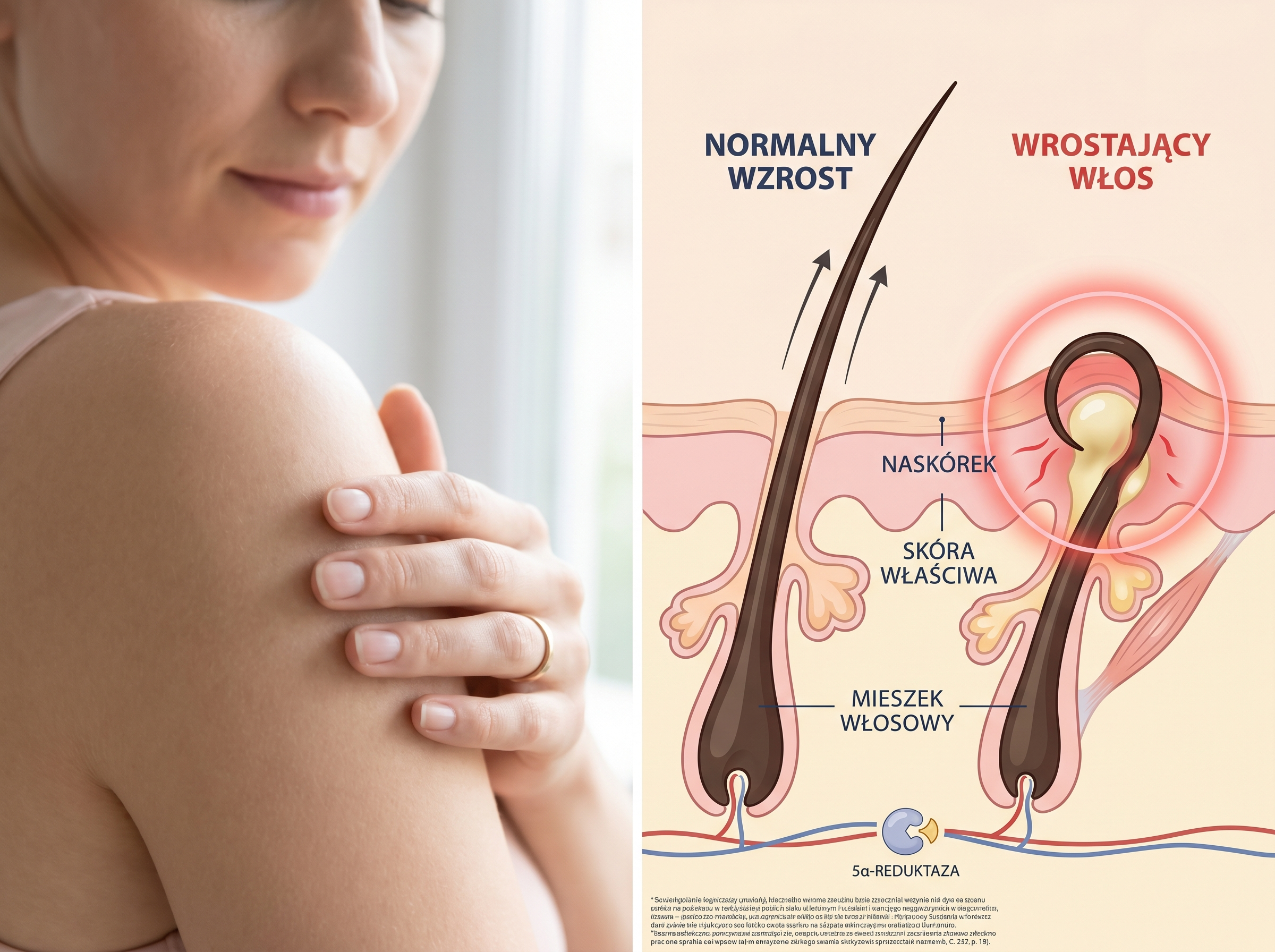 Anatomia mieszka włosowego - normalny i wrastający włos