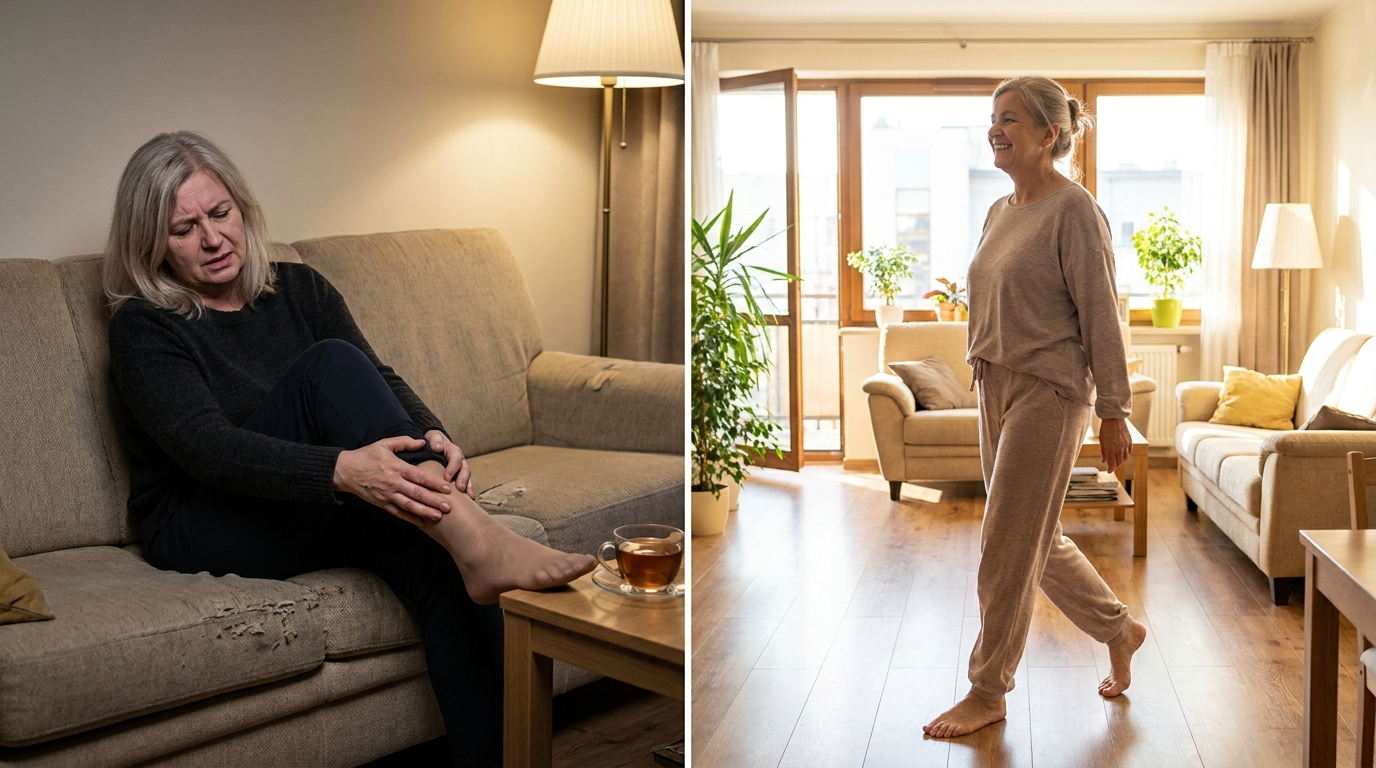 Wieczór z bólem vs poranek z energią — przed i po