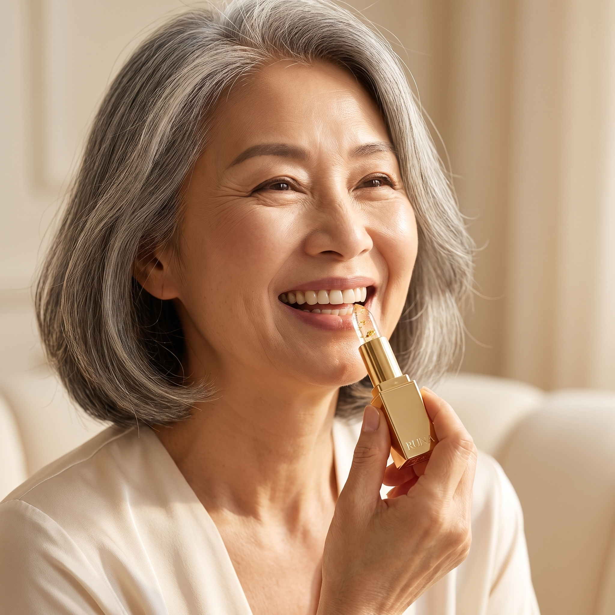 Confident woman with RUNA lipstick