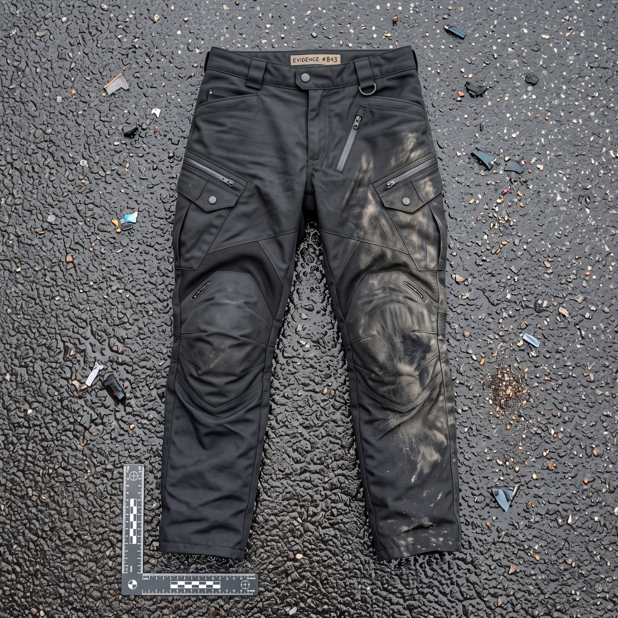 Bastion Class AA tactical motorcycle trousers scuffed but intact after the same slide