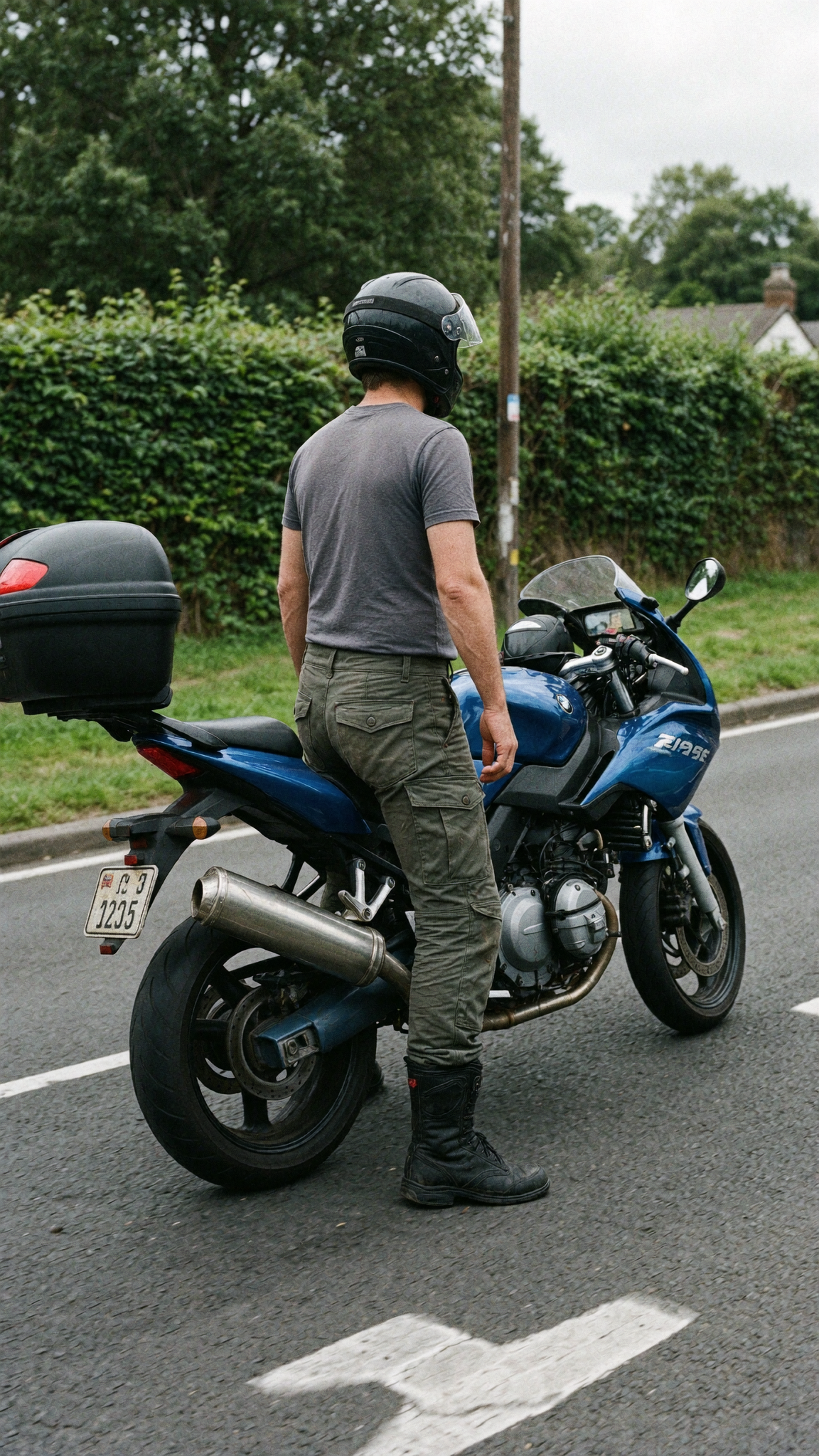 Rider on a British A-road