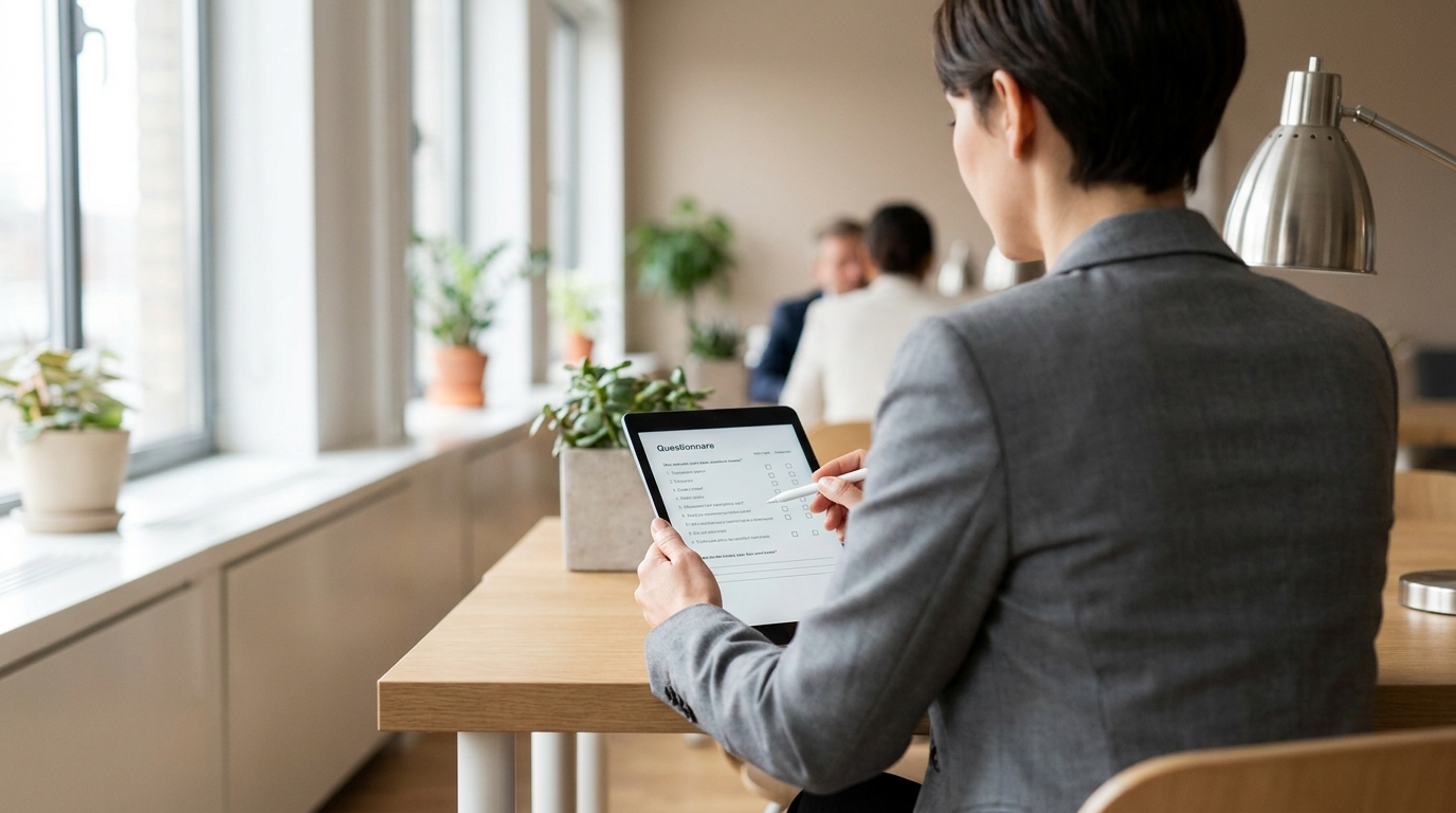 Completing a short security assessment on a tablet