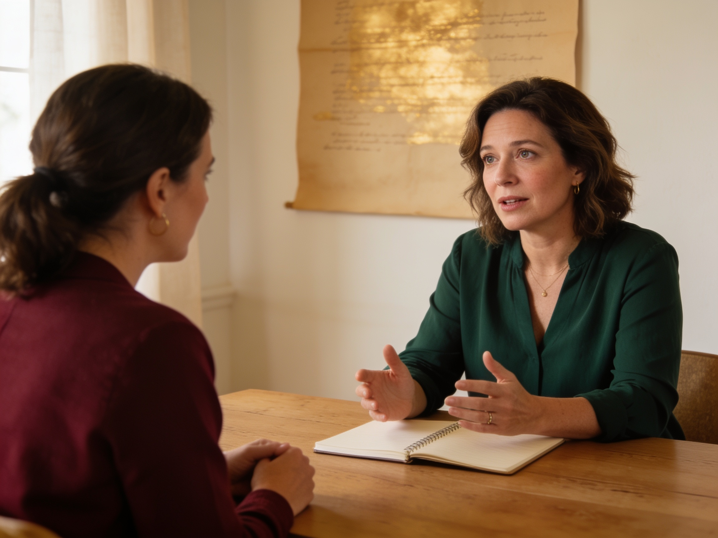 A one-on-one longevity coaching session at a table