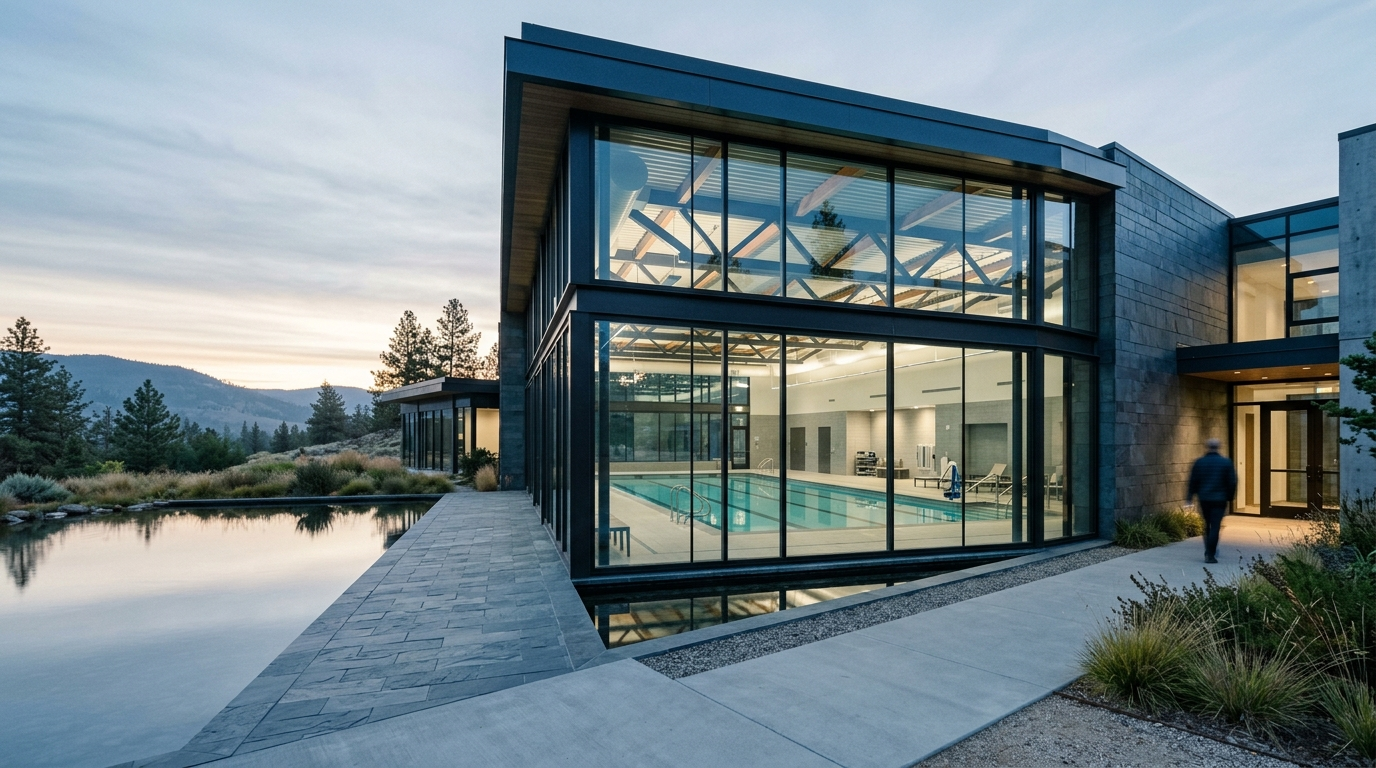 A modern rehabilitation clinic with a large therapy pool