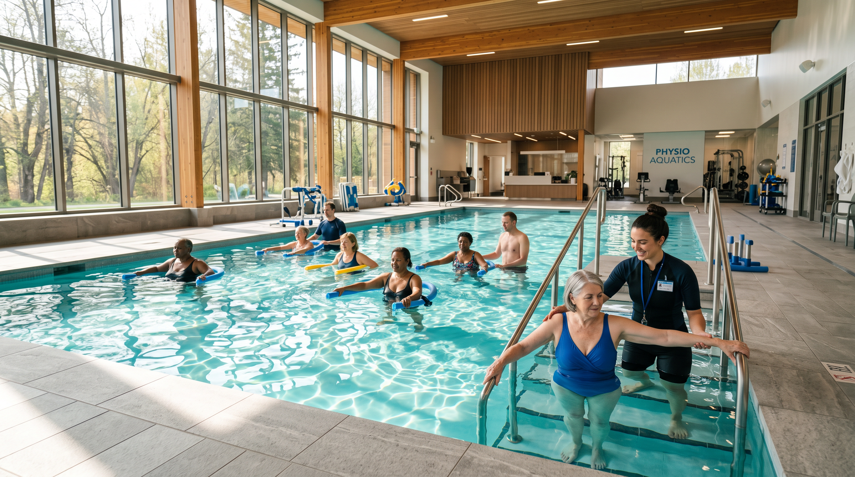 Following a guided WEI session at the poolside