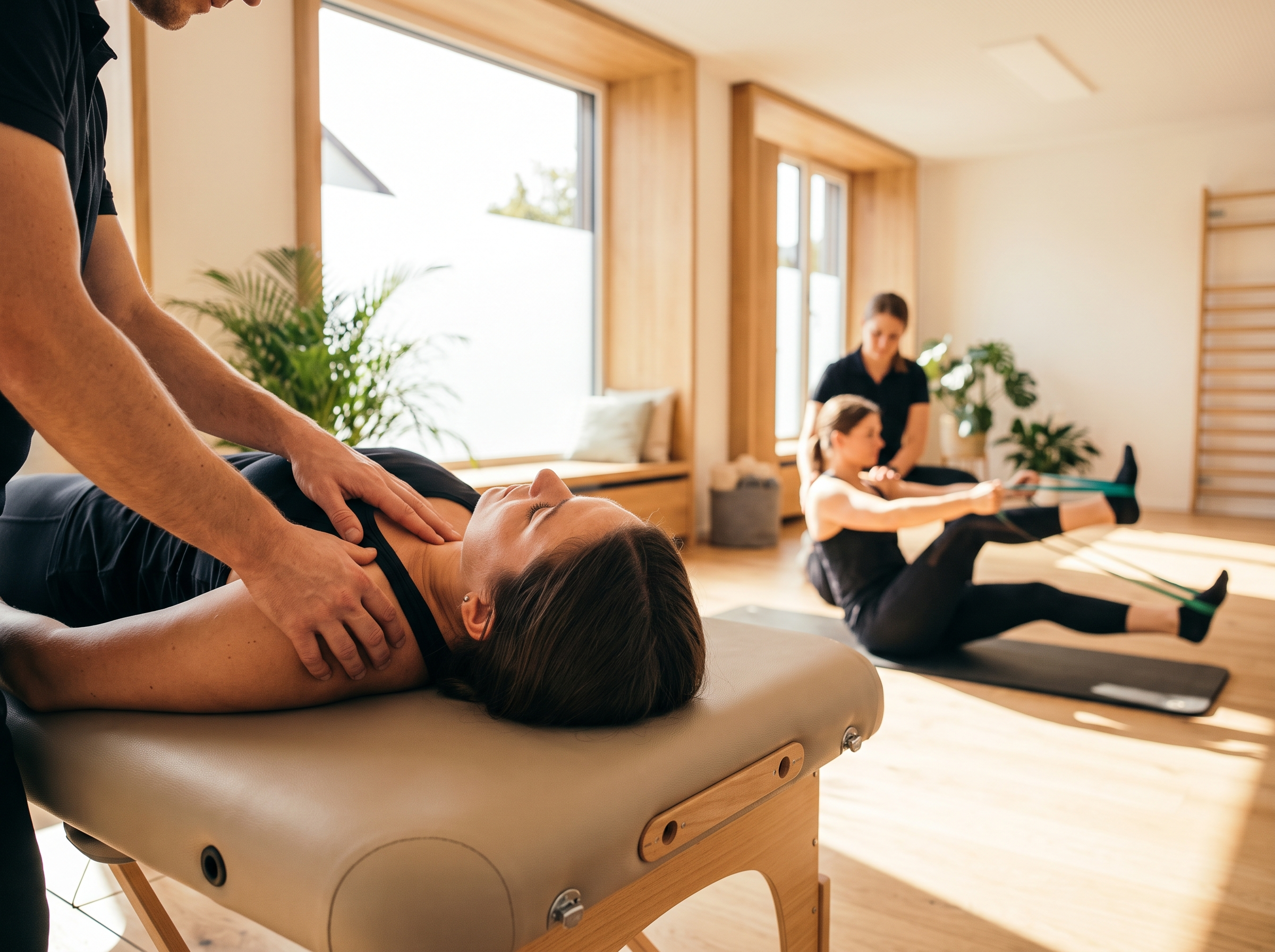 Hands-on manual therapy combined with land-based rehab
