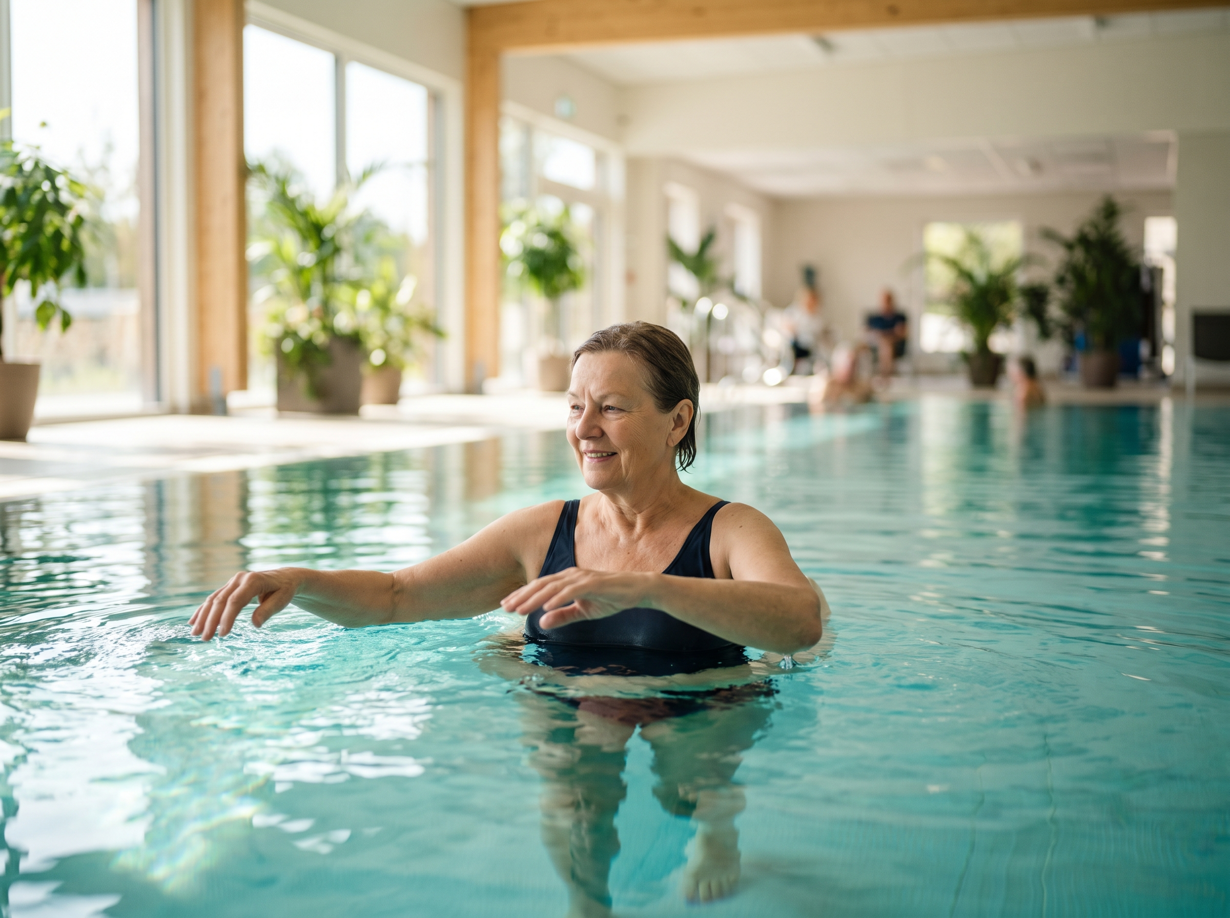 Gentle graded exercise chest-deep in a therapy pool