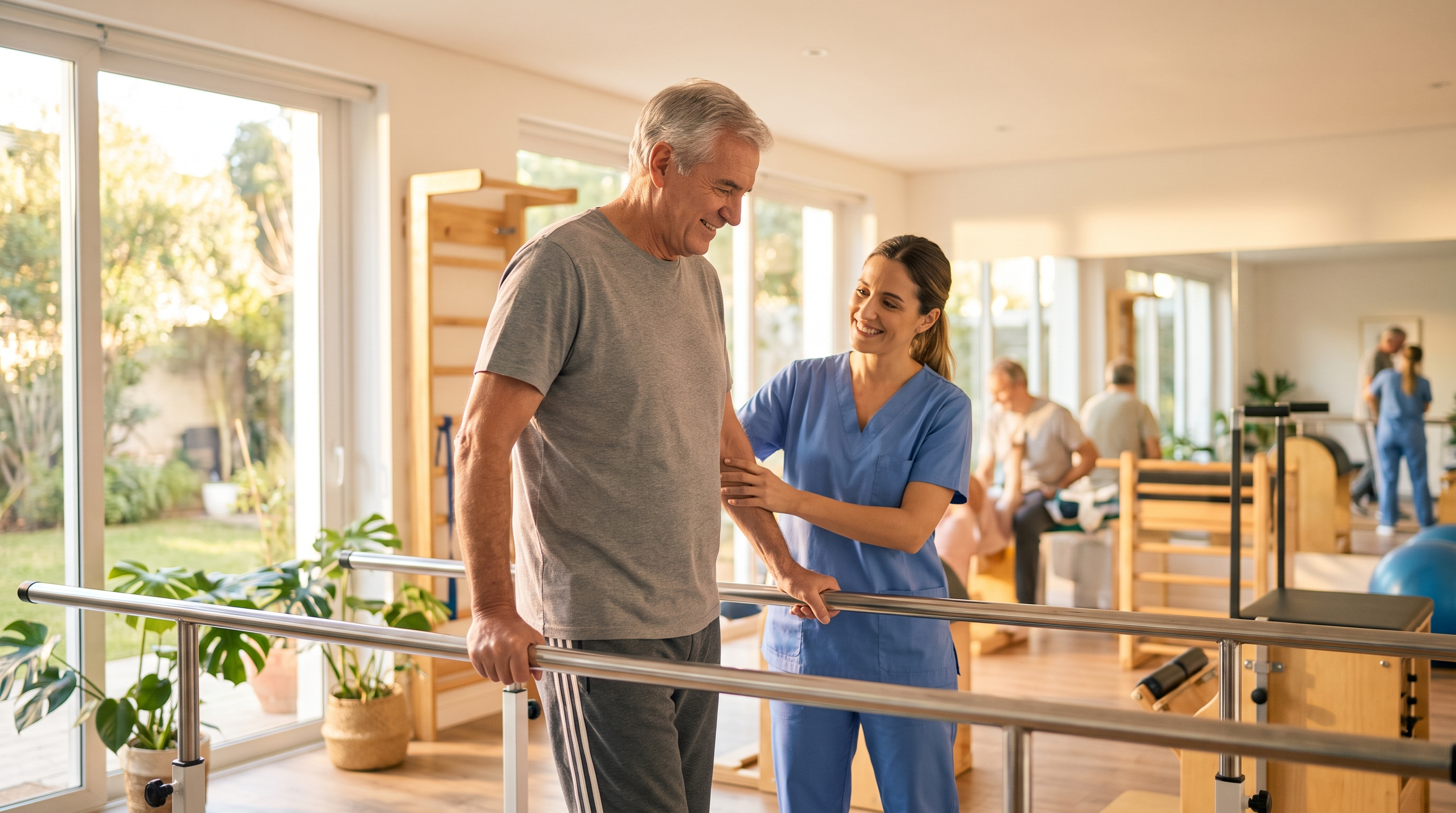 A veteran doing physiotherapy rehabilitation