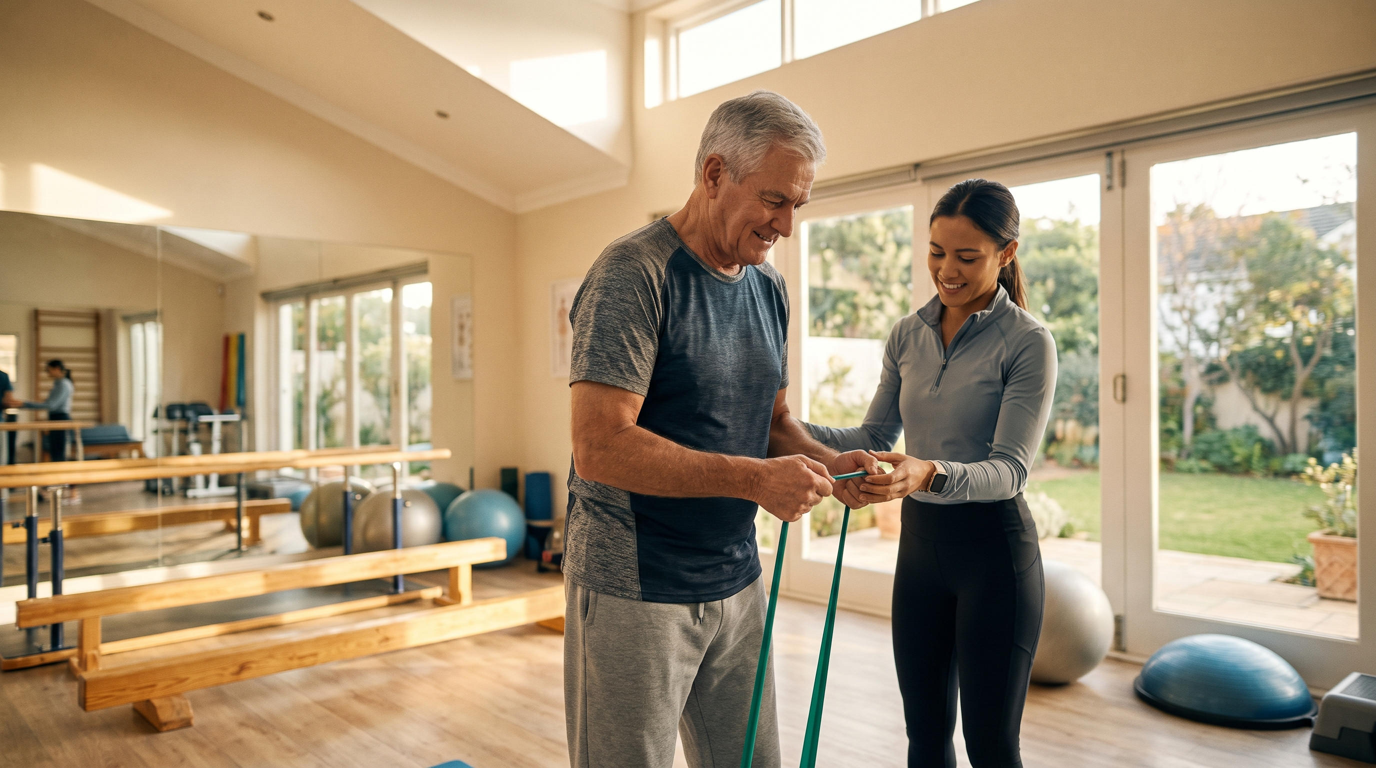 A veteran working with a kinesiologist
