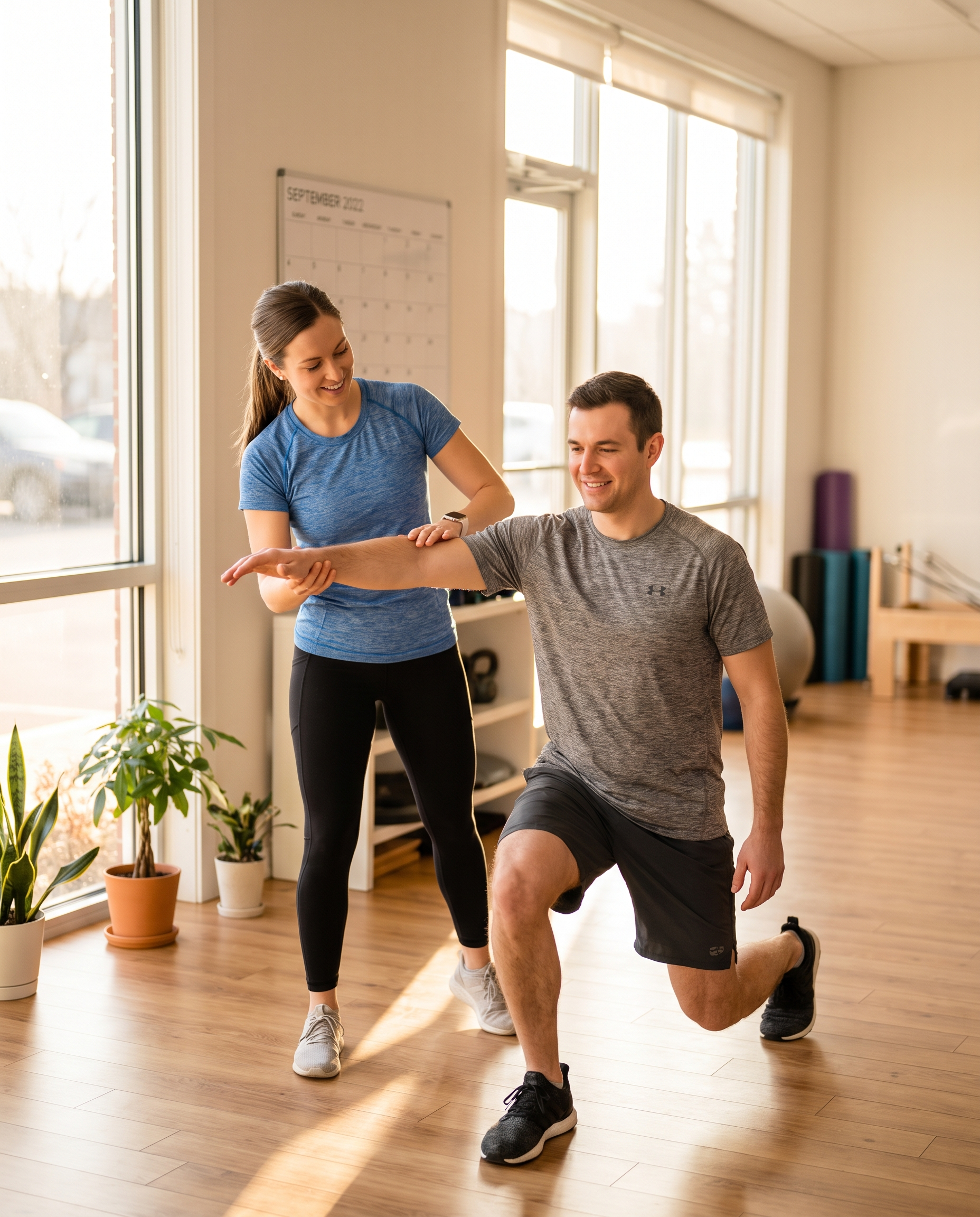 A kinesiologist assessing a client's movement