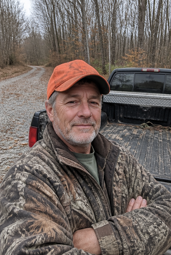 Dale, lifelong whitetail hunter, at his truck tailgate