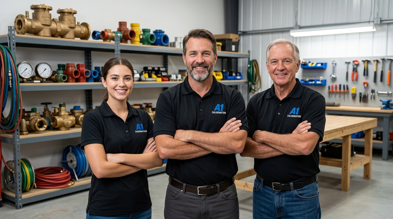 A1 Chlorination certified technicians in the workshop
