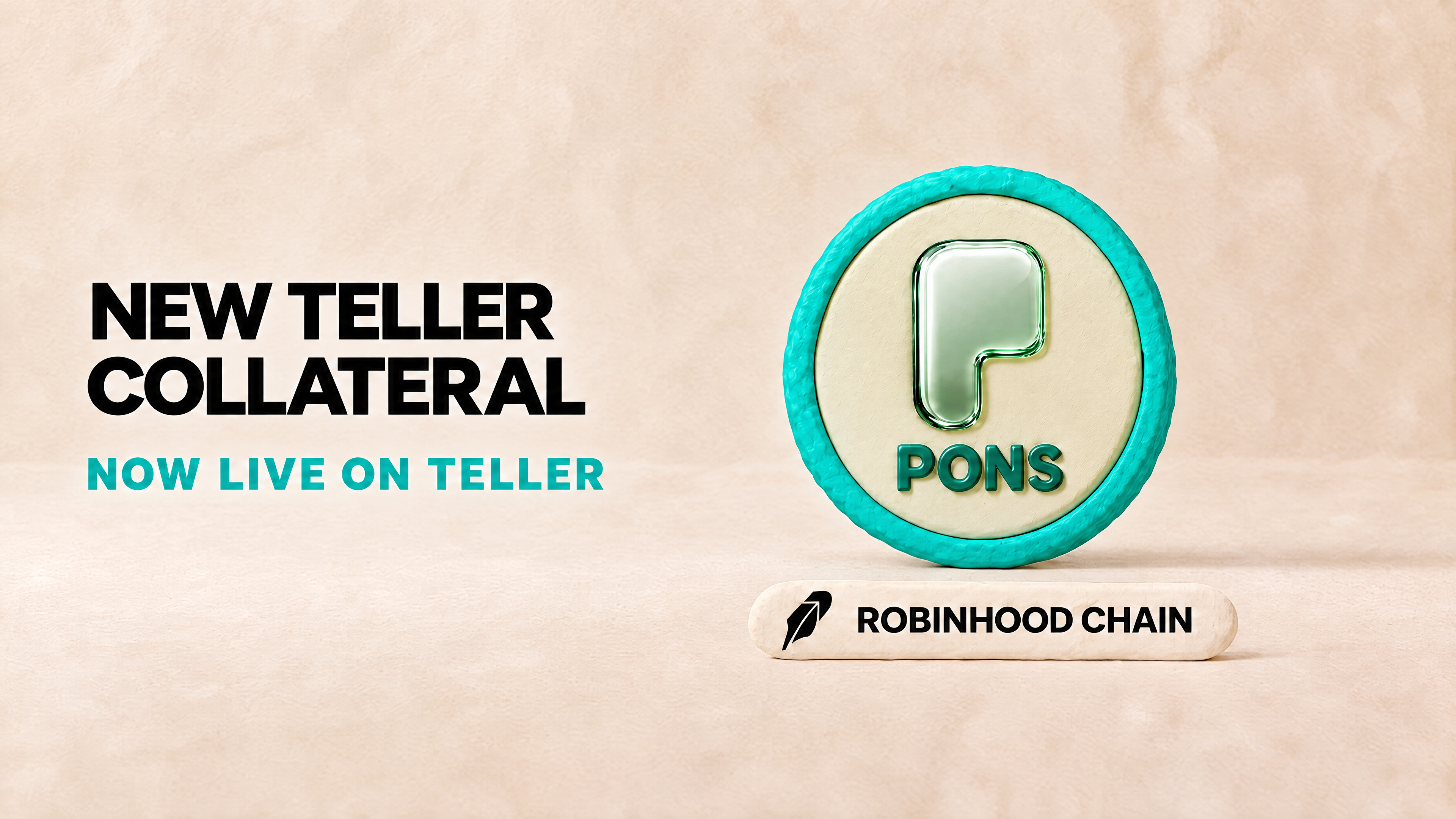 New Teller collateral, now live: PONS on Robinhood Chain